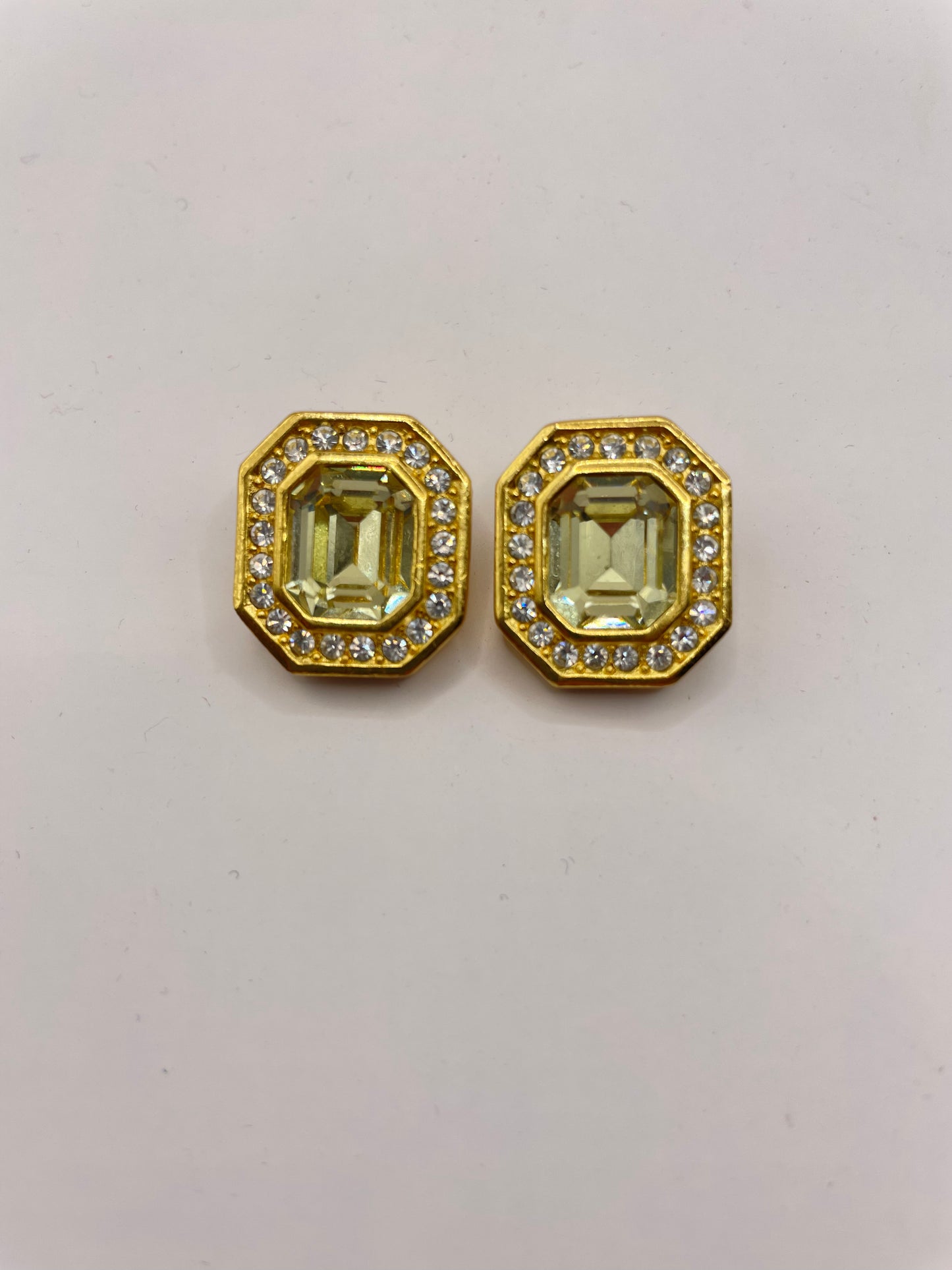 Vintage Christian Dior Citrine Faceted Clipon Earrings