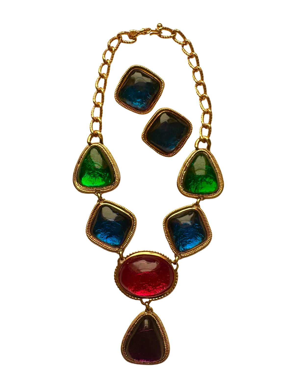 Vintage 1993 KJL for Avon Caprianti Collection Cabochon Necklace & Earrings Set