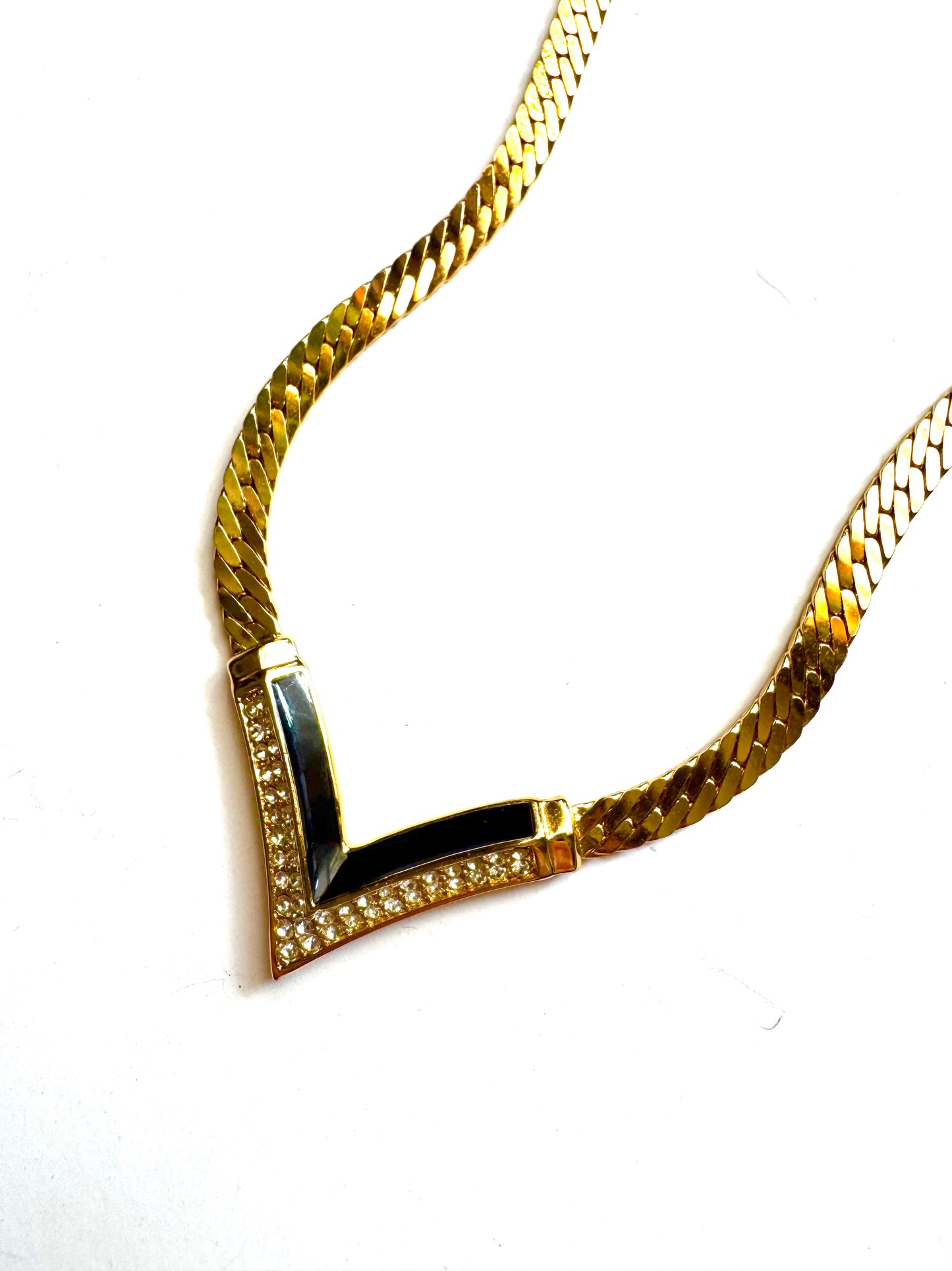 Vintage Christian Dior Pavé V Statement Necklace
