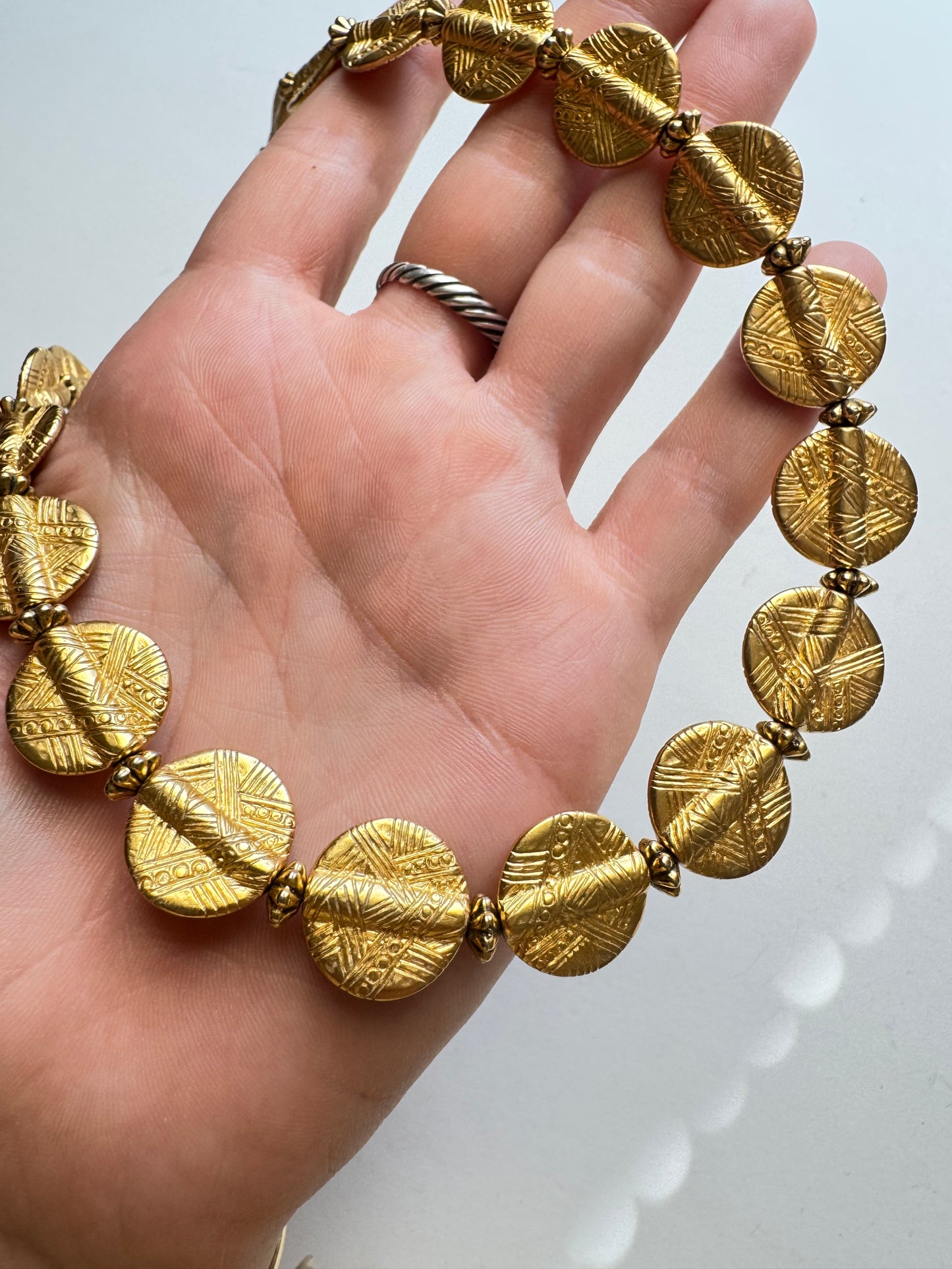 Vintage Mary McFadden Textured Medallion Collar Necklace