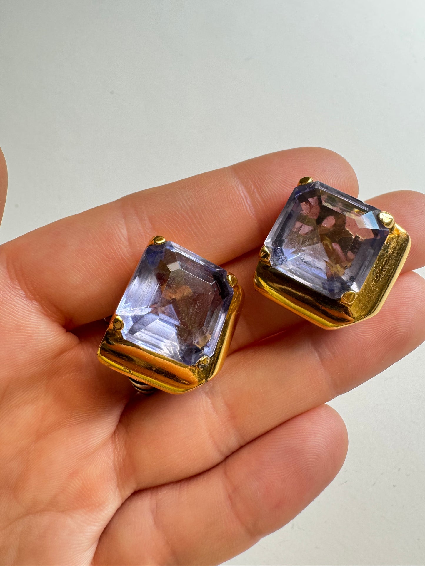 Vintage Aldo Cipullo for Trifari Faceted Lavender Crystal Earrings