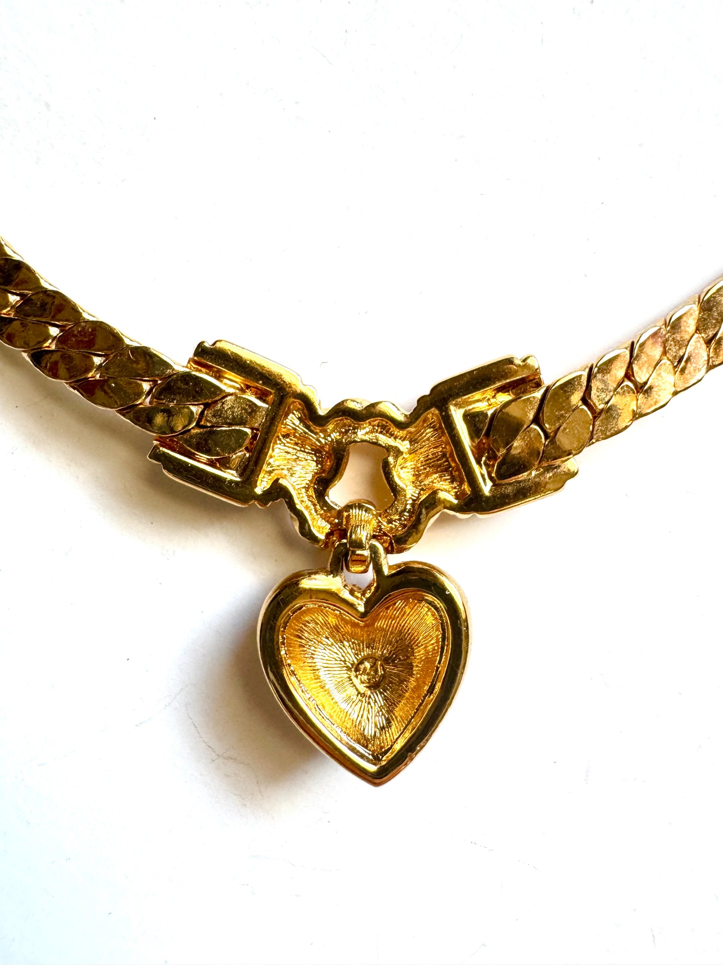 Vintage Swarovski Pave Crystal Heart Pendant Necklace