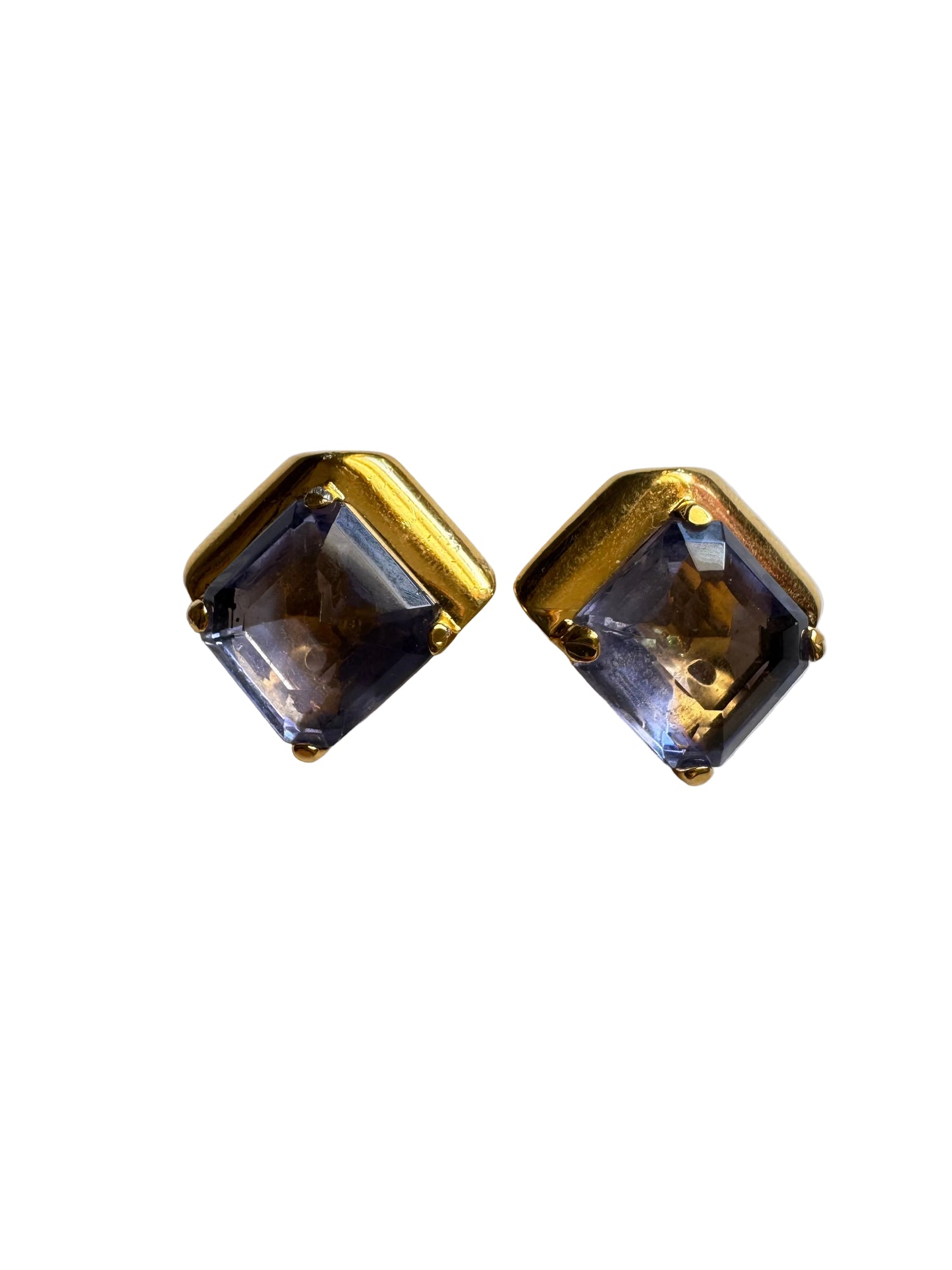 Vintage Aldo Cipullo for Trifari Faceted Lavender Crystal Earrings