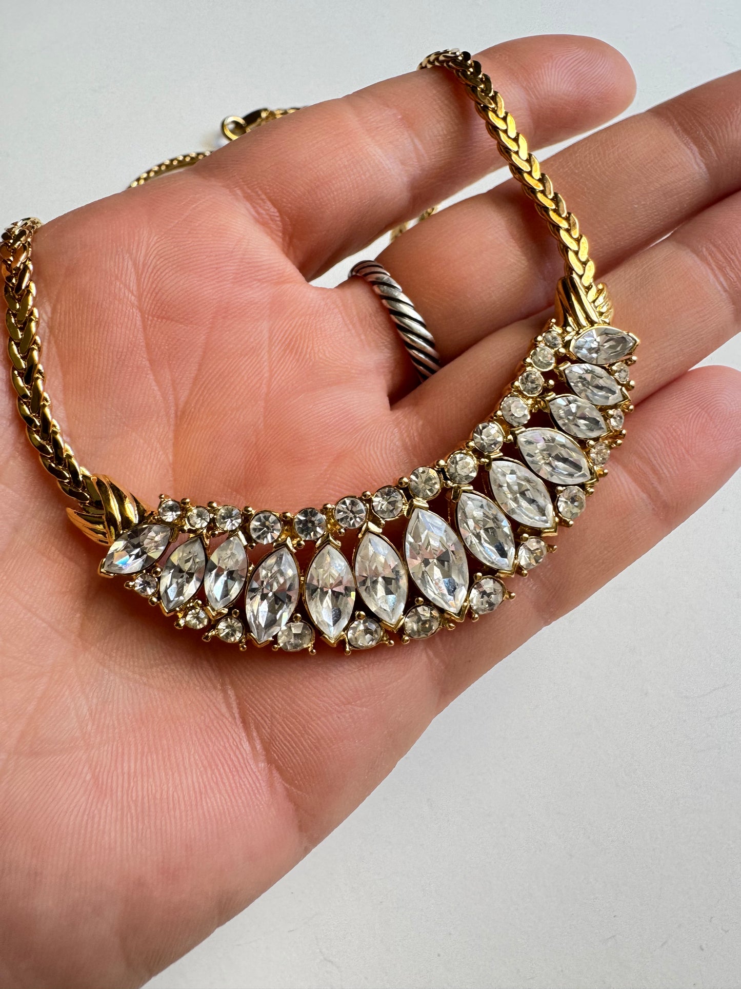 Vintage Trifari Crystal Marquis Statement Necklace