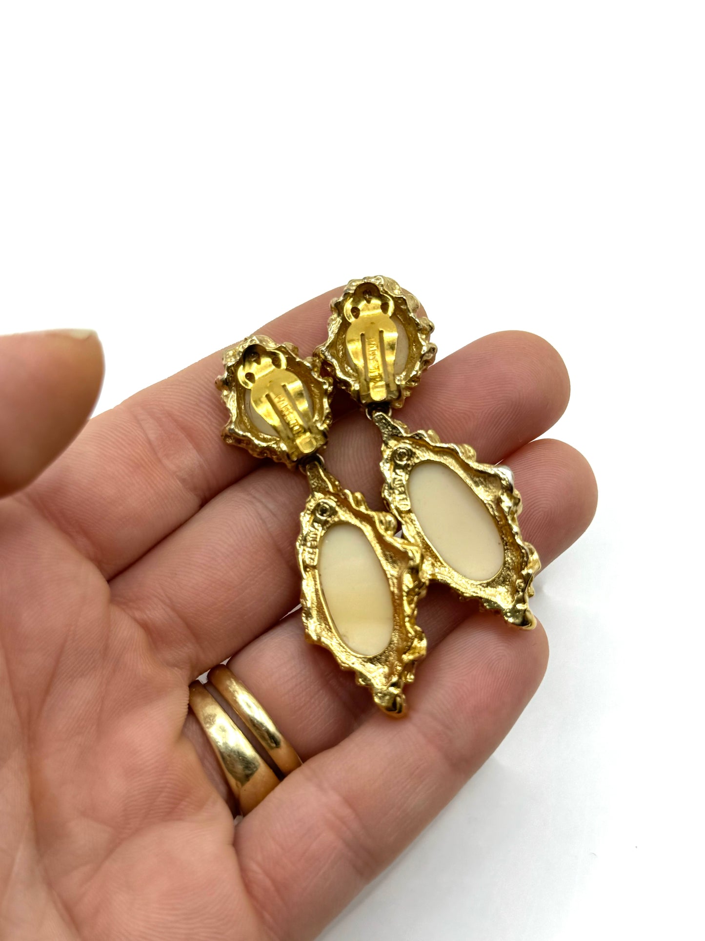 Vintage Benedetto Panetta Modernist Brutalist Dangle Clipon Earrings