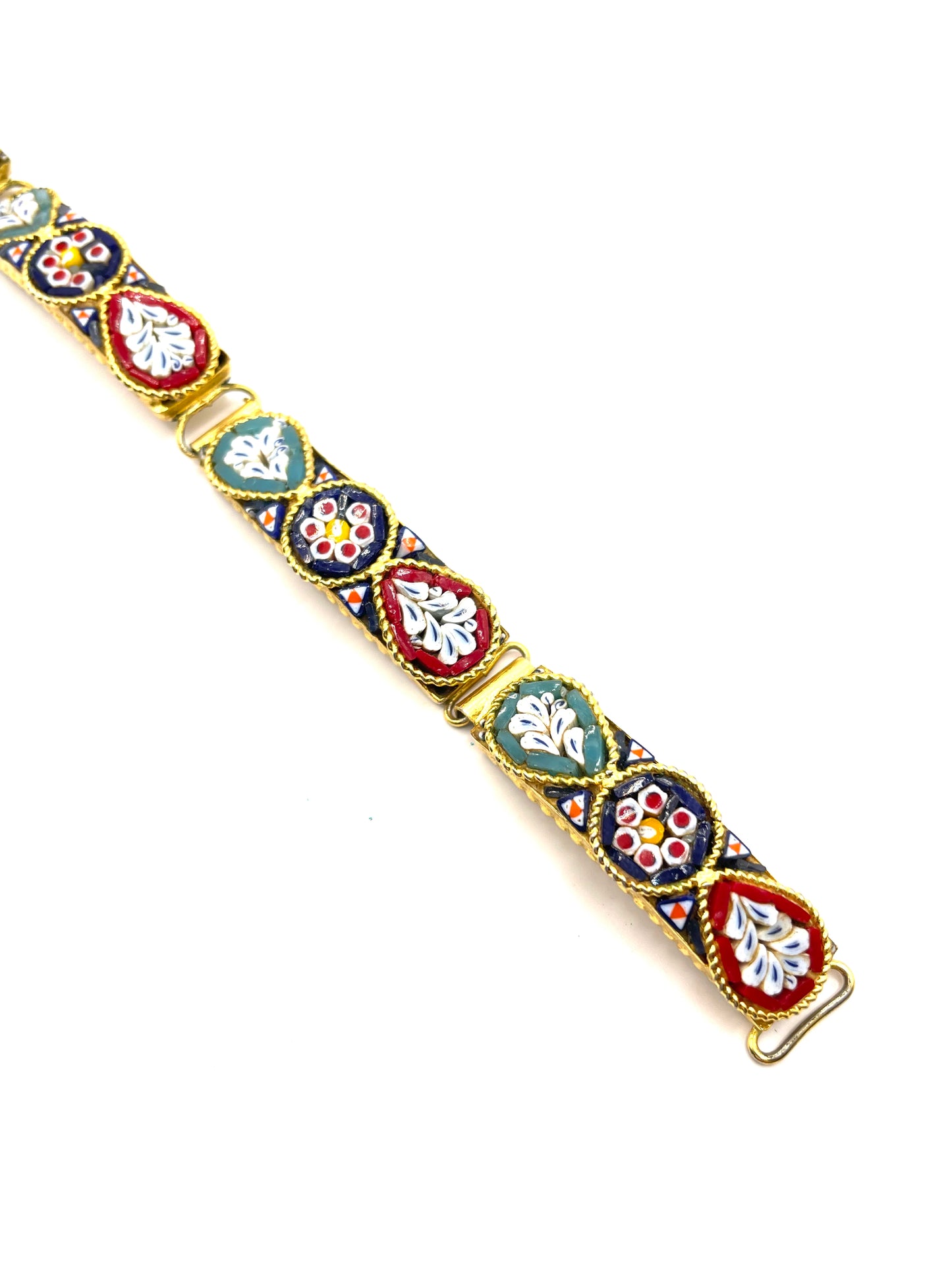 Vintage Italian Floral Micro Mosaic Bracelet