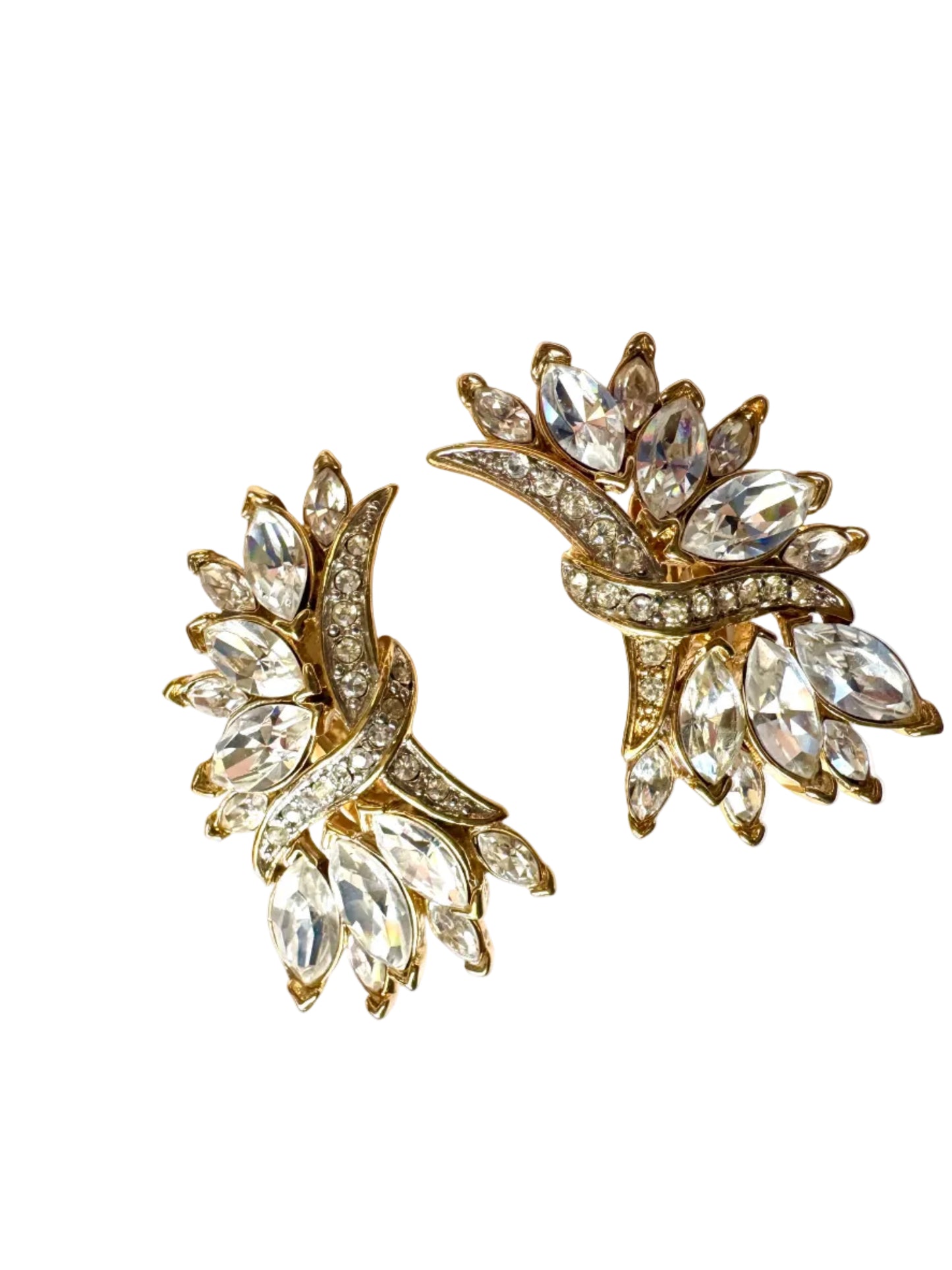 Vintage Trifari Crystal Burst Clip Earrings