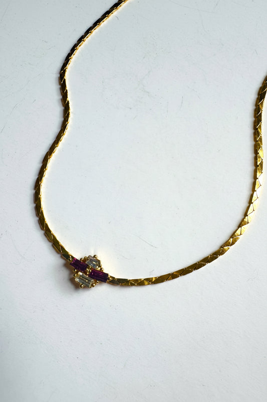 Vintage Christian Dior Crystal & Fuchsia Accent Necklace