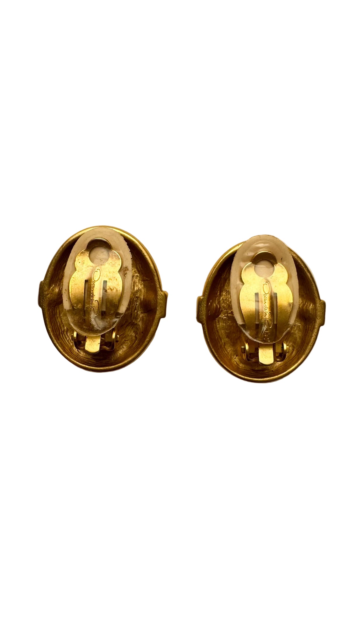 Vintage Oscar de la Renta Fuchsia Crystal Gold Tone Statement Clip-On Earrings