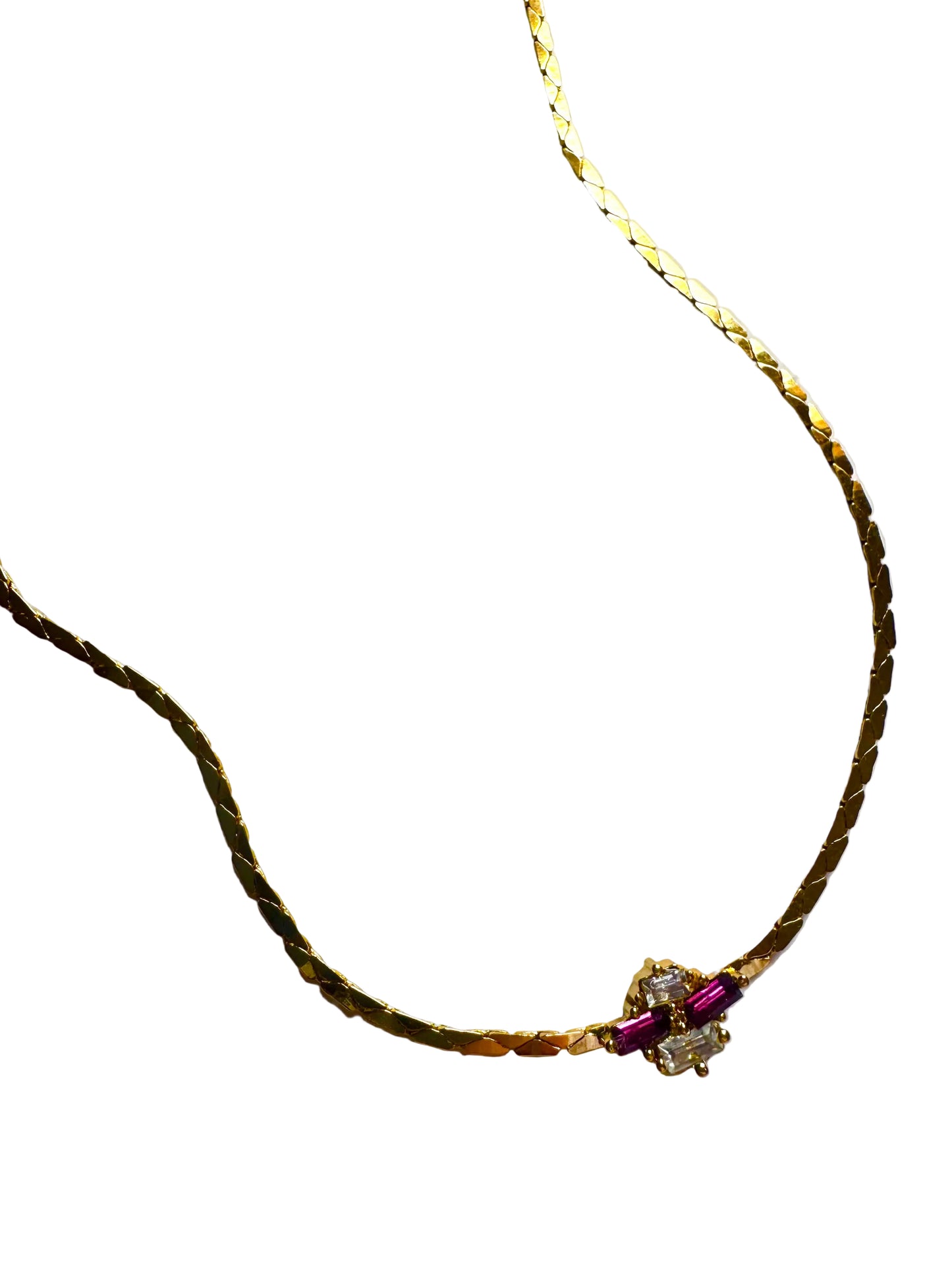 Vintage Christian Dior Crystal & Fuchsia Accent Necklace