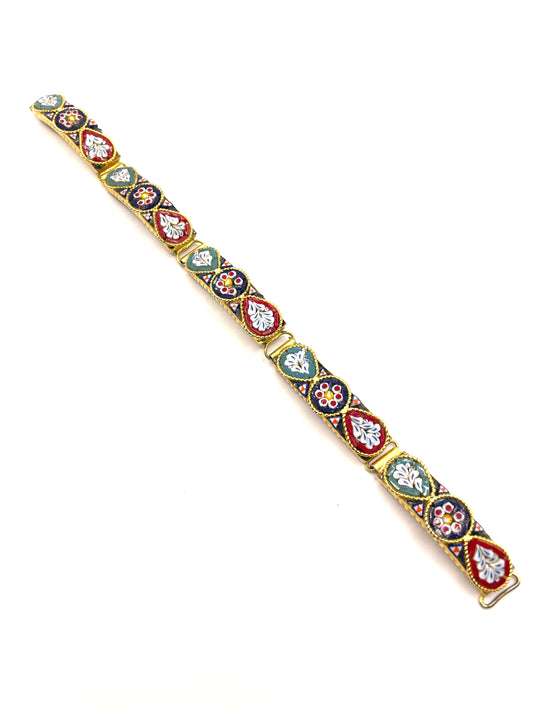 Vintage Italian Floral Micro Mosaic Bracelet