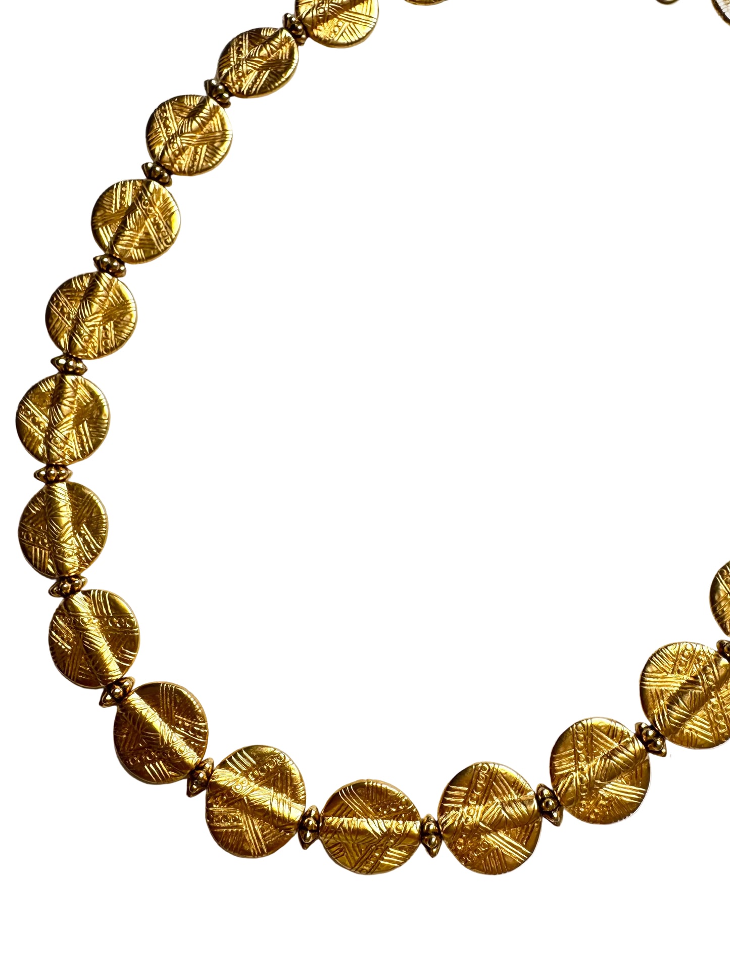 Vintage Mary McFadden Textured Medallion Collar Necklace
