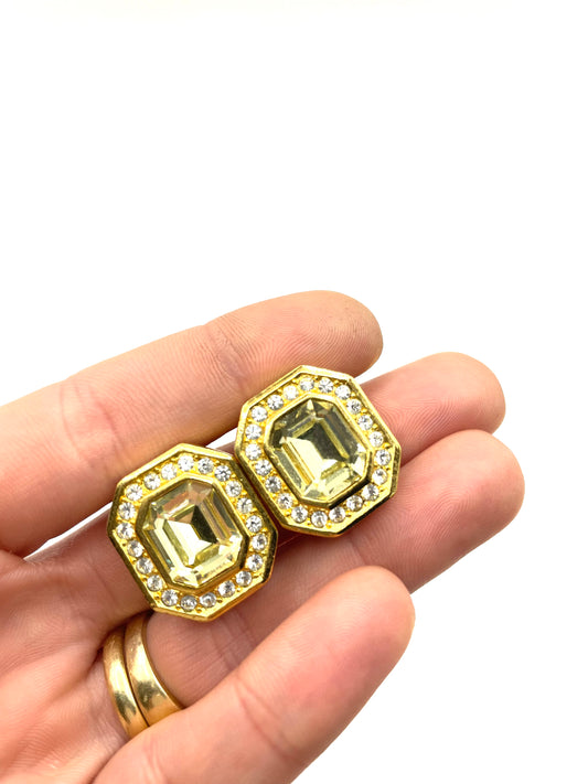 Vintage Christian Dior Citrine Faceted Clipon Earrings