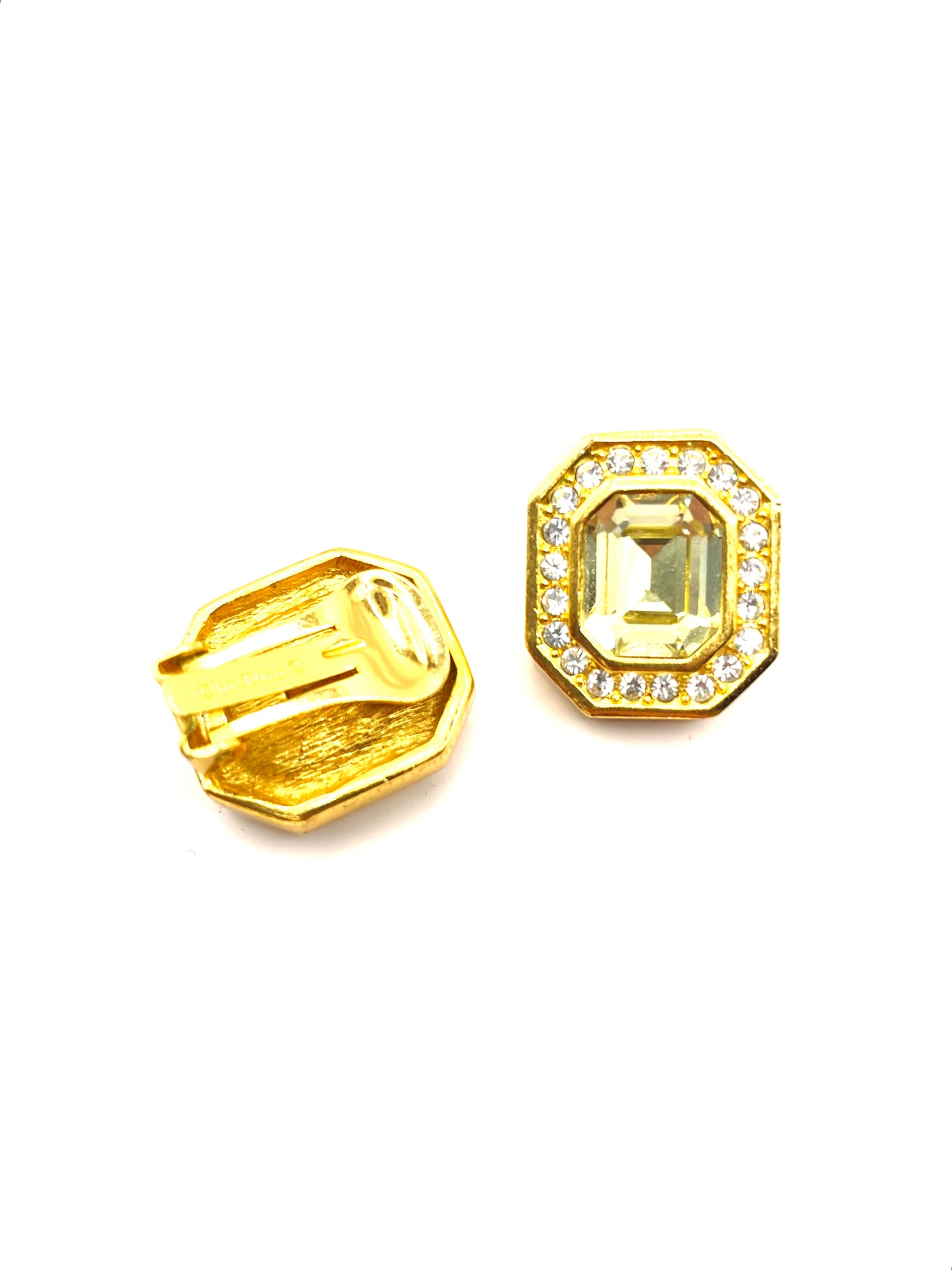 Vintage Christian Dior Citrine Faceted Clipon Earrings