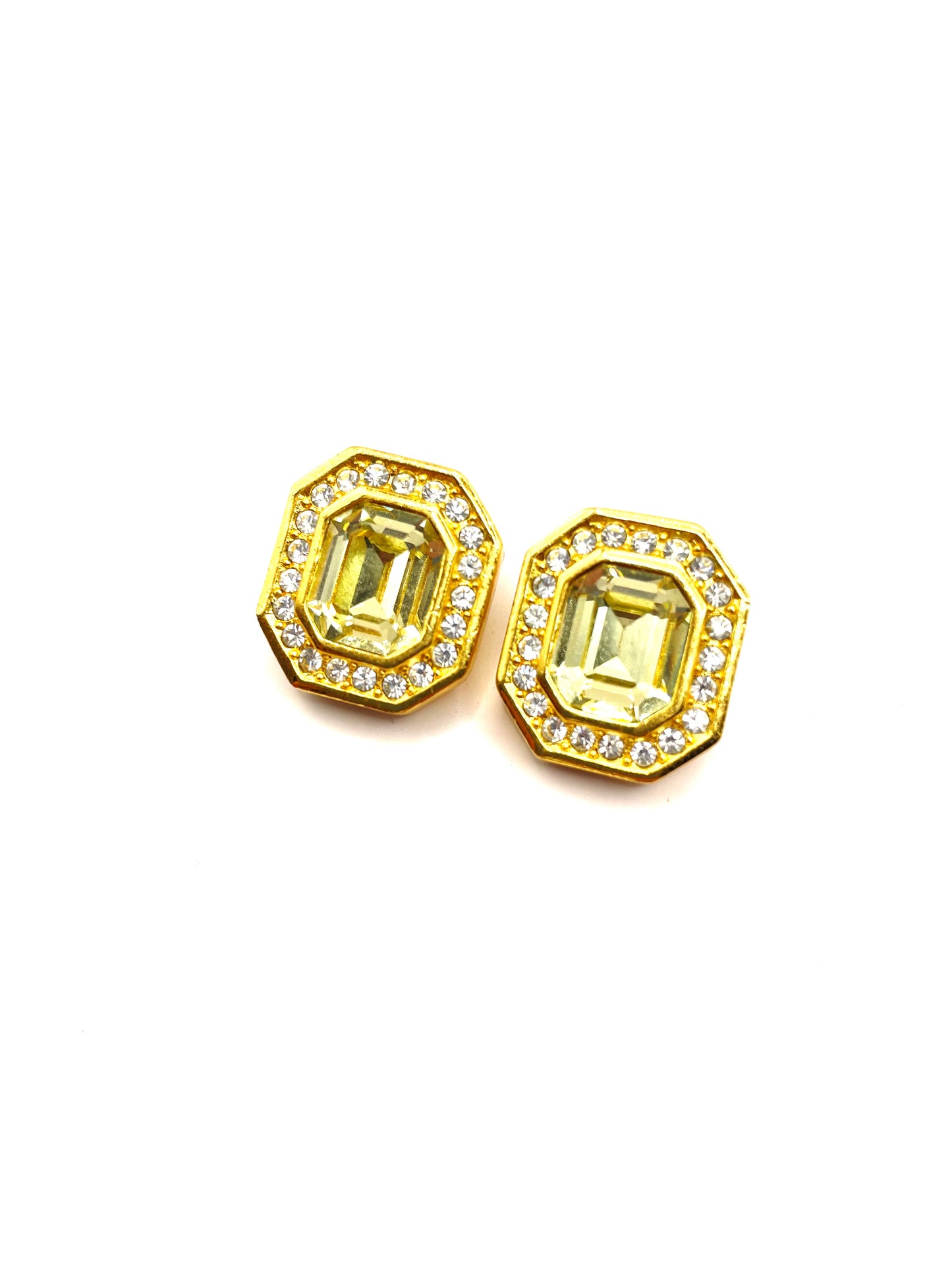 Vintage Christian Dior Citrine Faceted Clipon Earrings