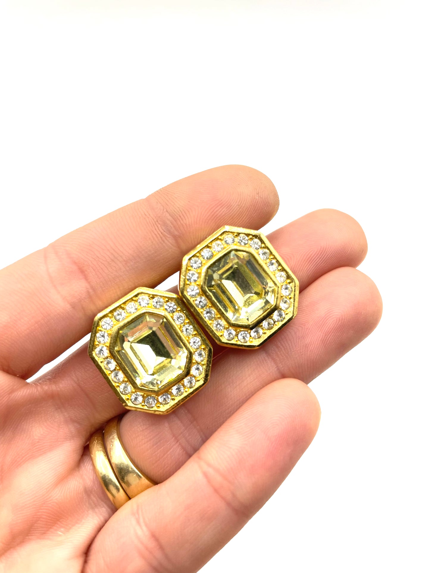 Vintage Christian Dior Citrine Faceted Clipon Earrings