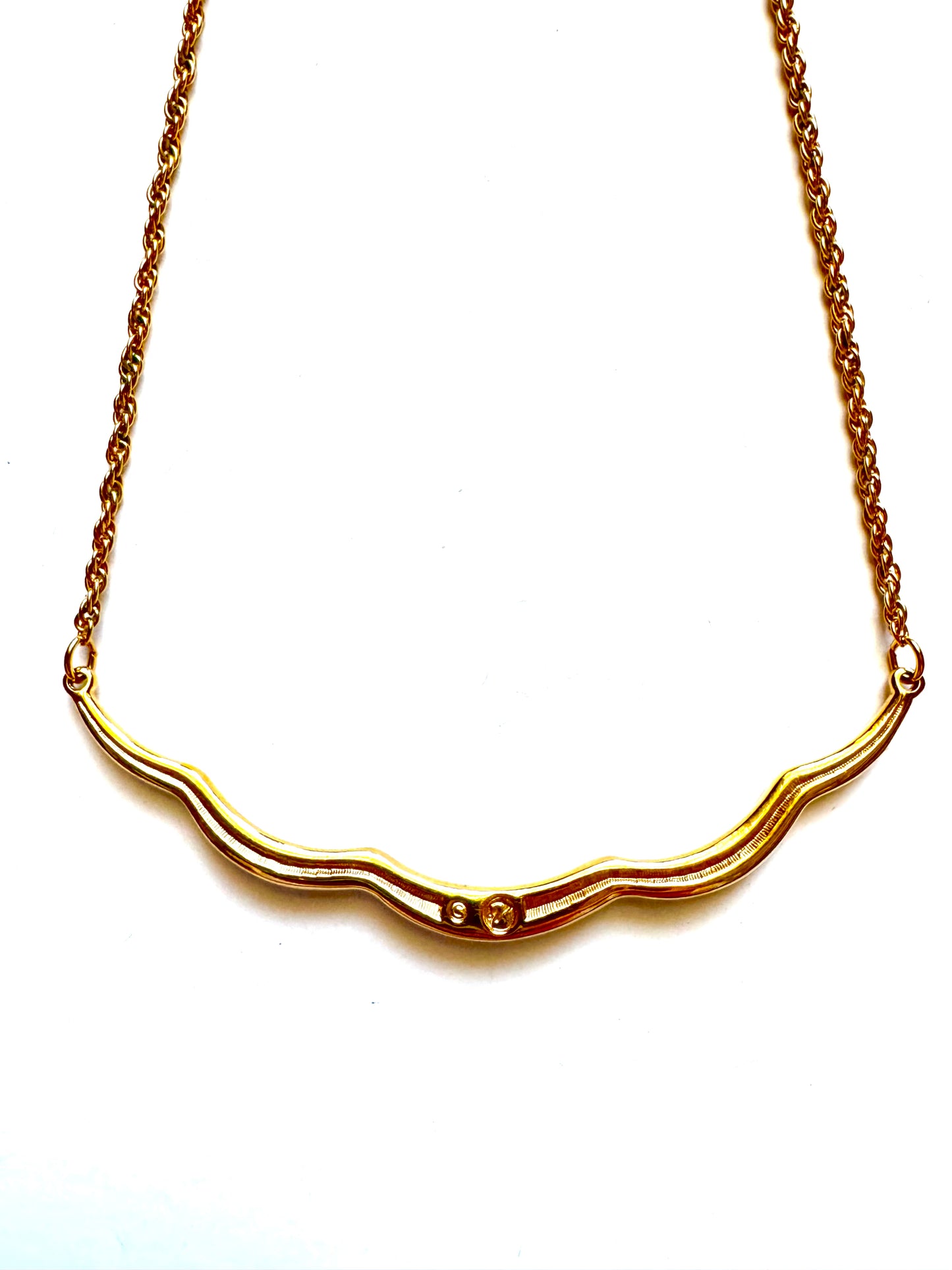 Vintage Swarovski Rhinestone Curved Necklace Gold Tone