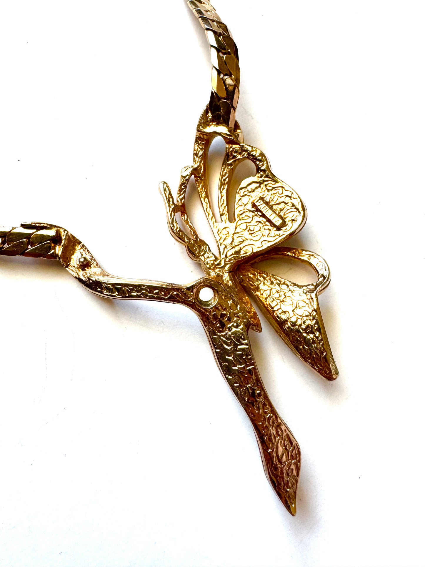 Vintage Rare Panetta Butterfly Necklace Gold Tone Rhinestone