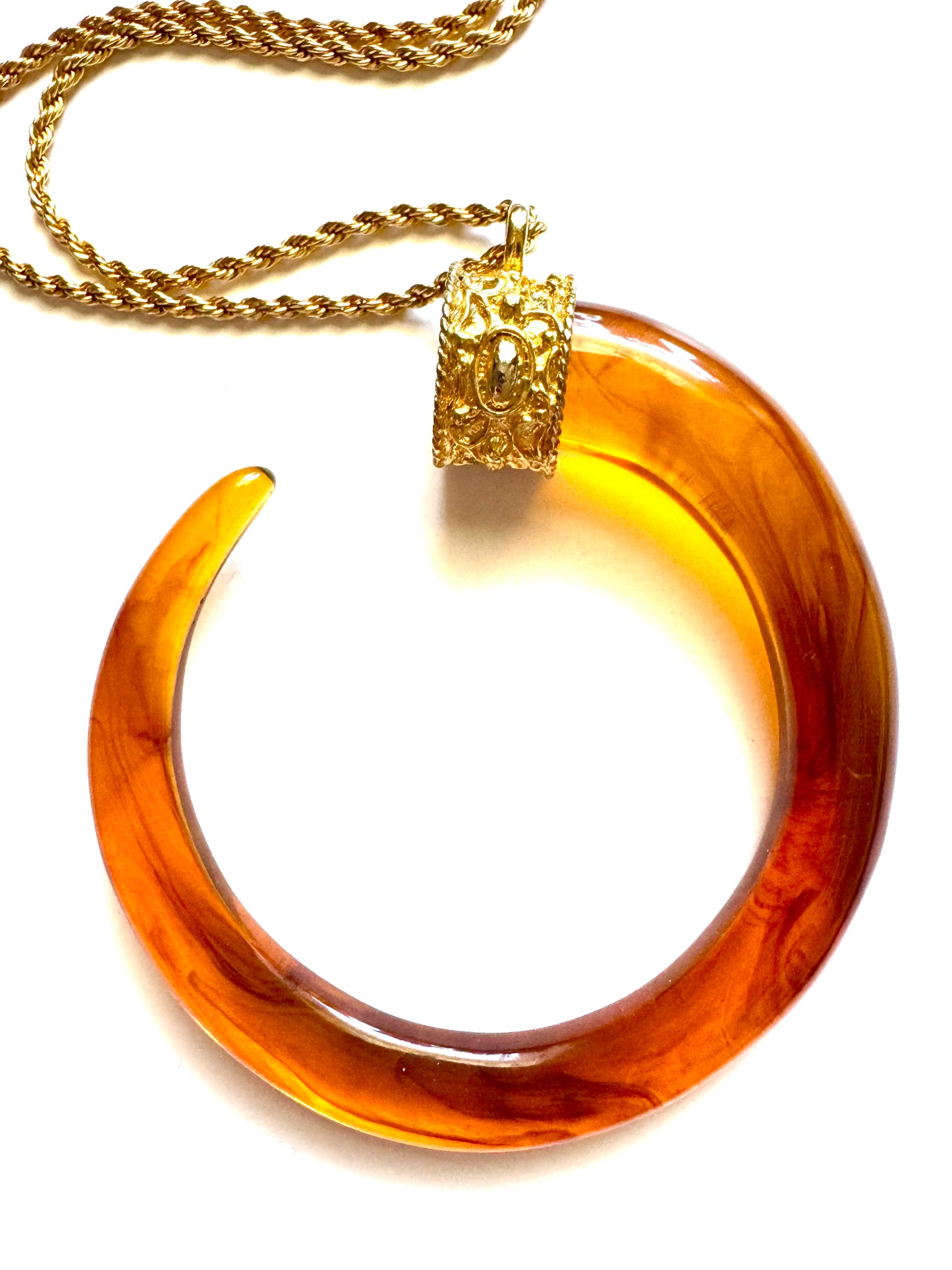 Vintage Kenneth Jay Lane Tortoiseshell Lucite Pendant Necklace