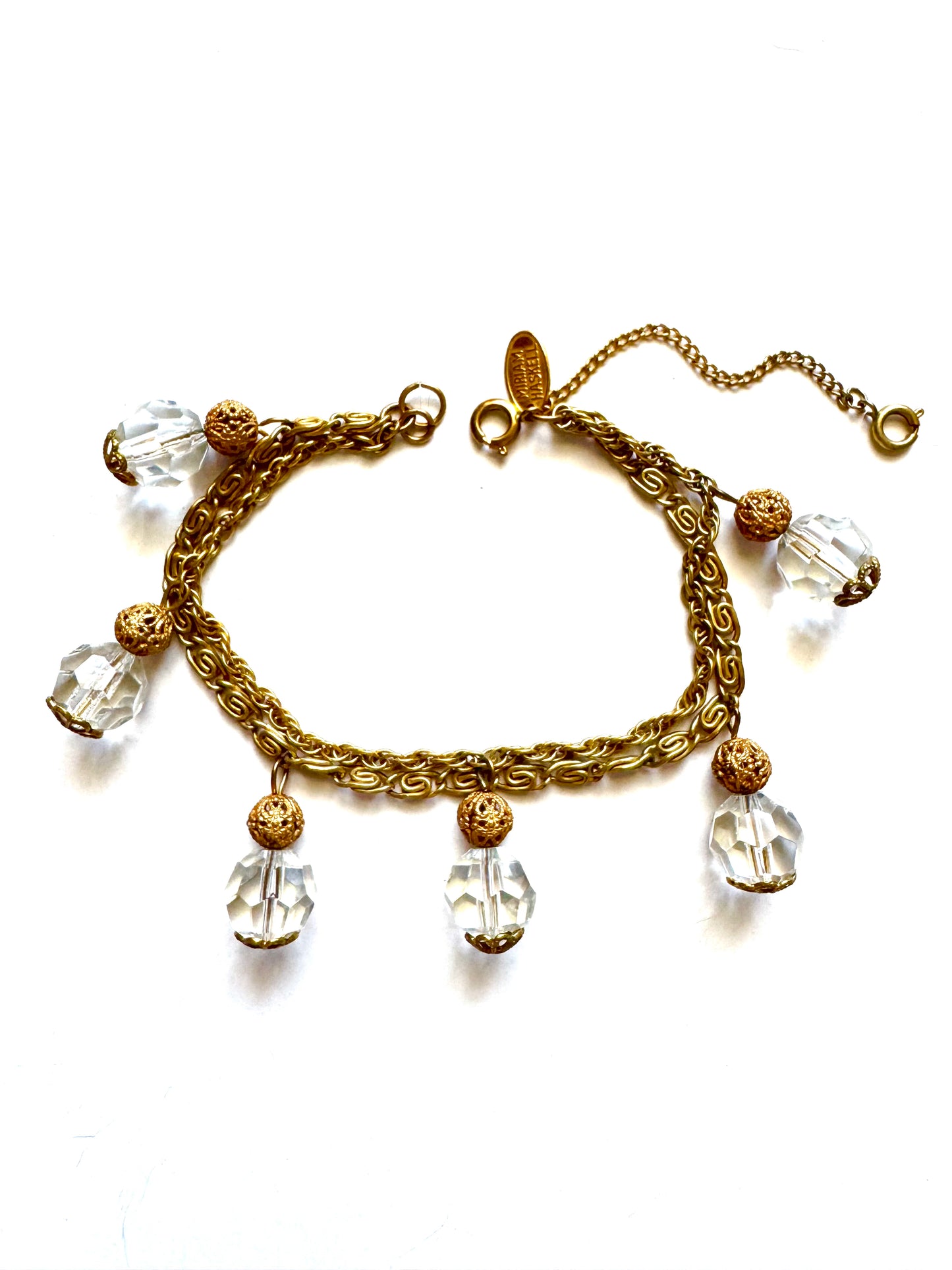 Vintage Miriam Haskell Crystal Charm Bracelet