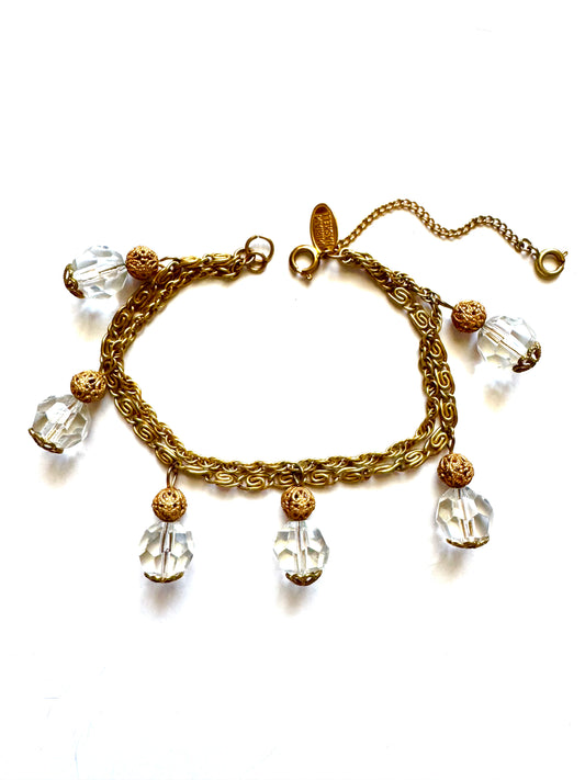 Vintage Miriam Haskell Crystal Charm Bracelet