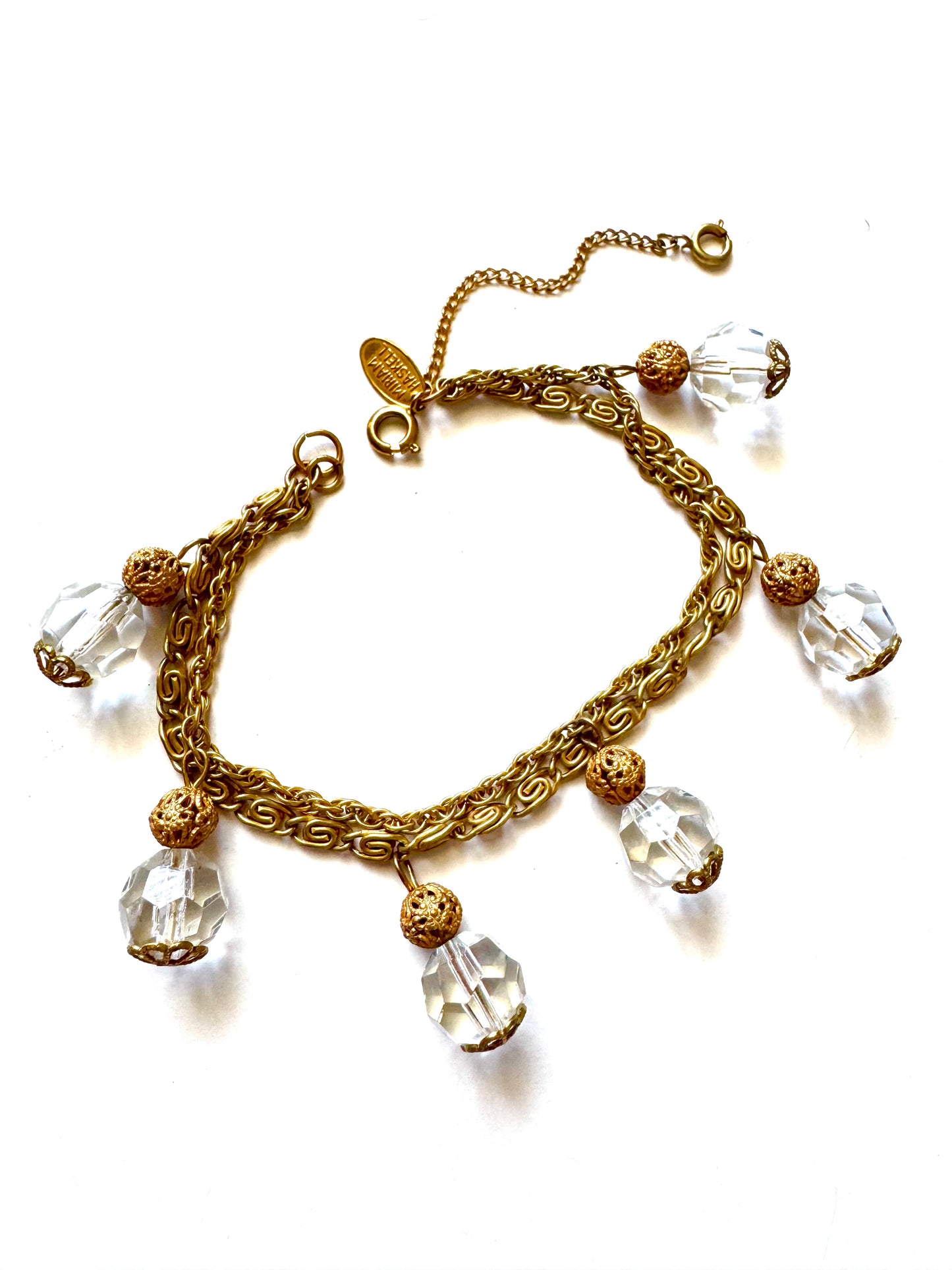 Vintage Miriam Haskell Crystal Charm Bracelet