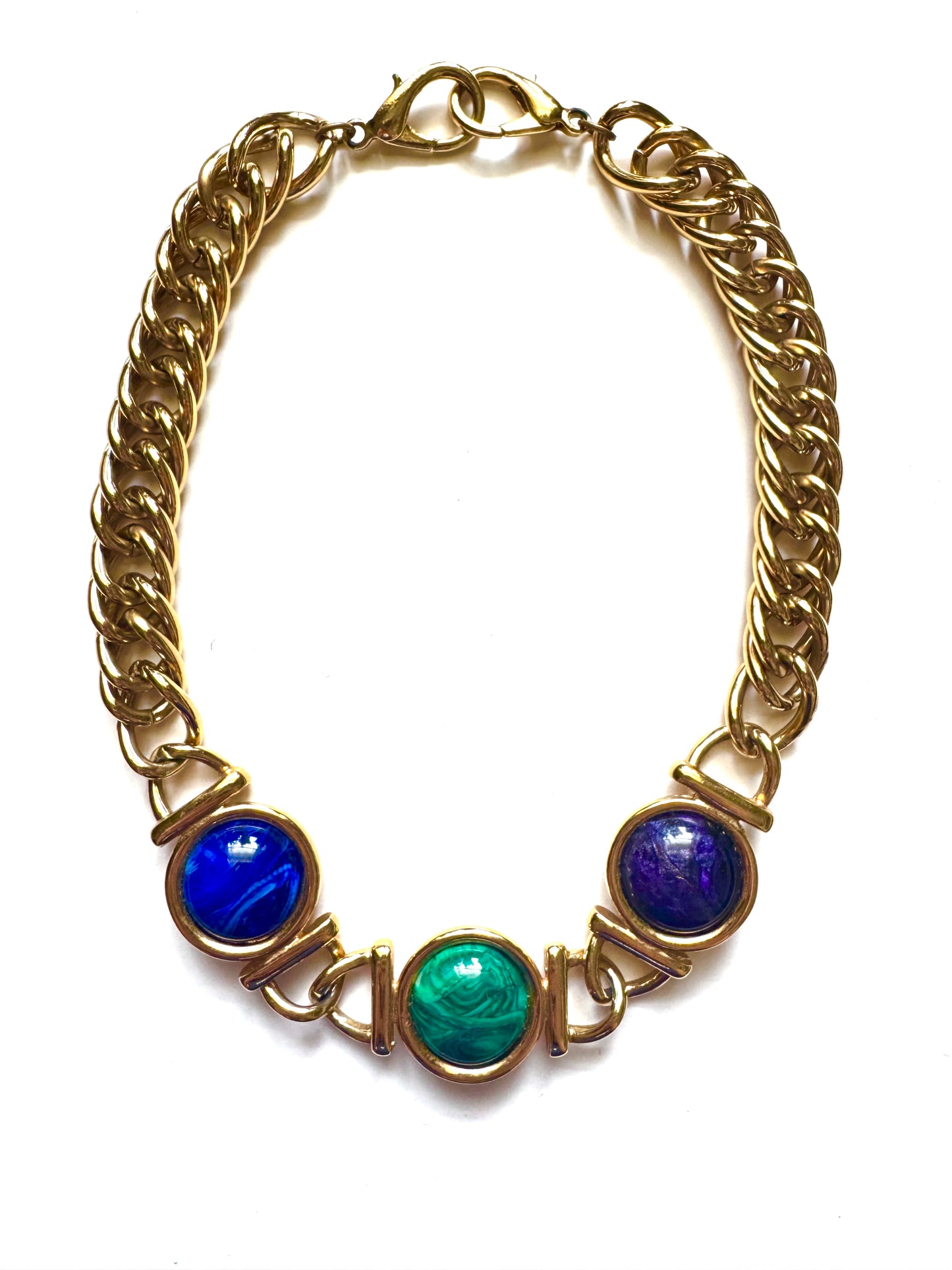 Vintage Kenneth Jay Lane KJL Lucite Cabochon Statement Choker Necklace