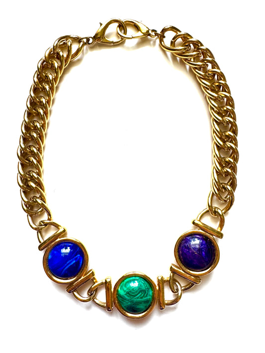 Vintage Kenneth Jay Lane KJL Lucite Cabochon Statement Choker Necklace