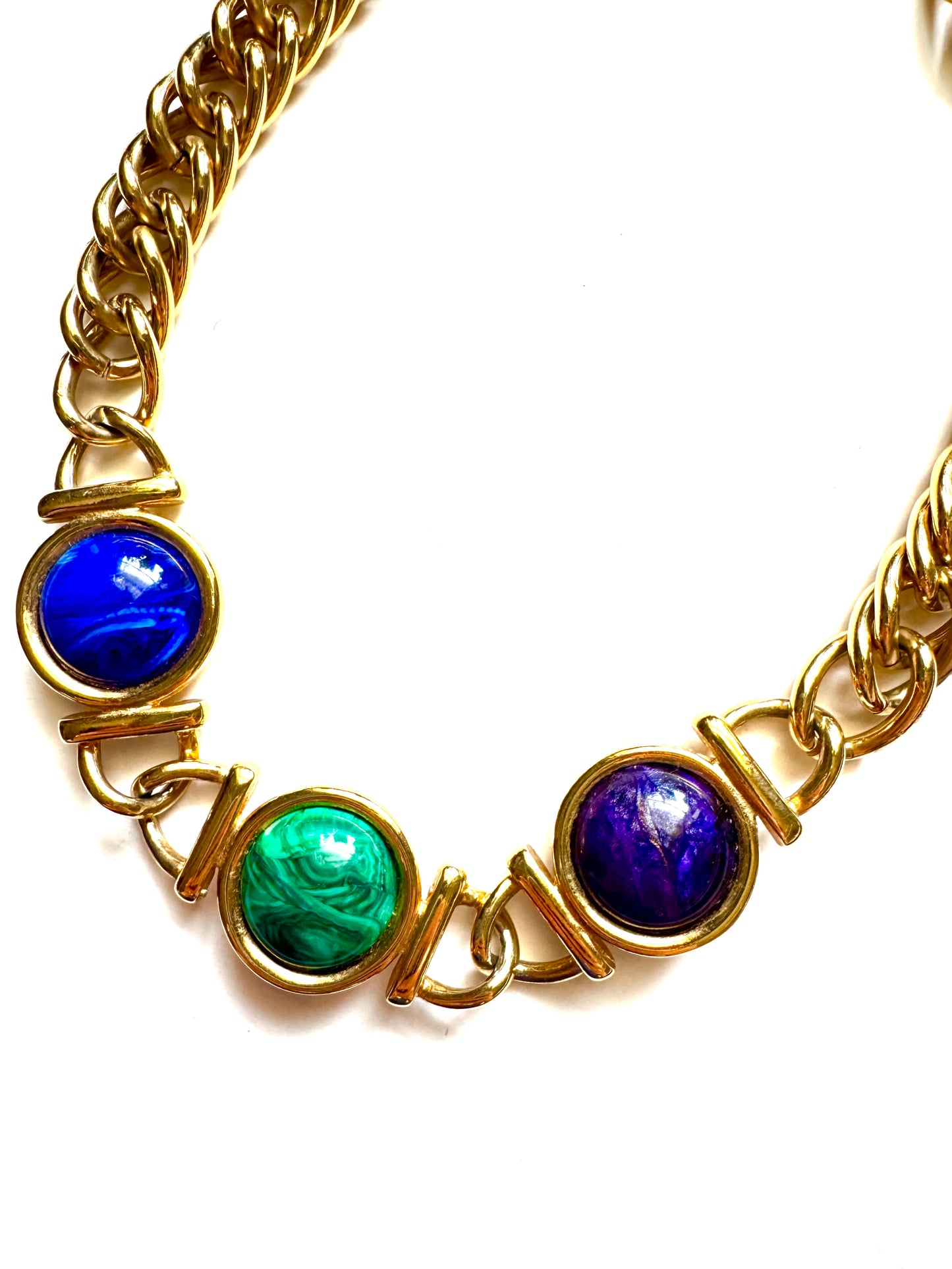 Vintage Kenneth Jay Lane KJL Lucite Cabochon Statement Choker Necklace