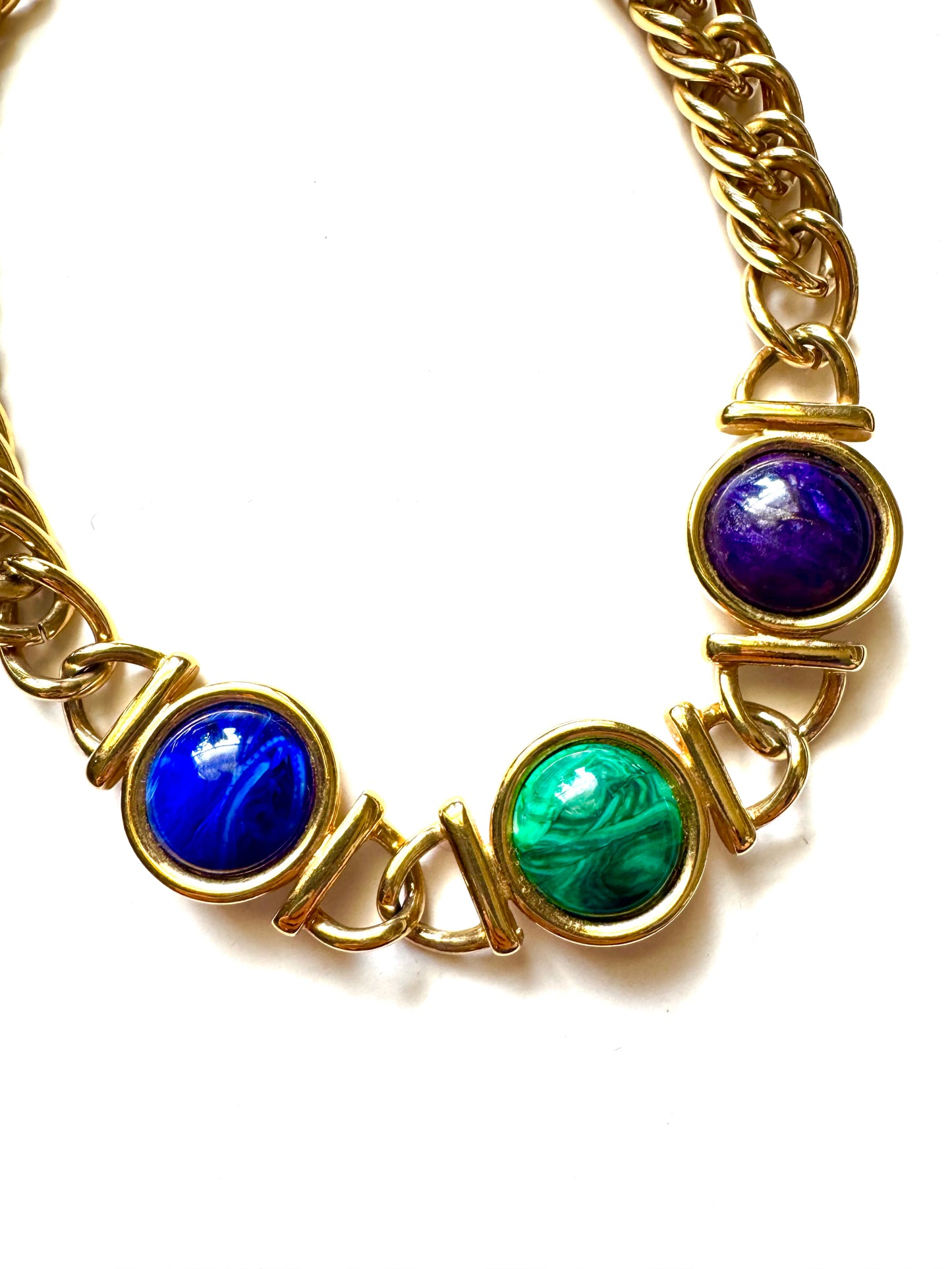 Vintage Kenneth Jay Lane KJL Lucite Cabochon Statement Choker Necklace