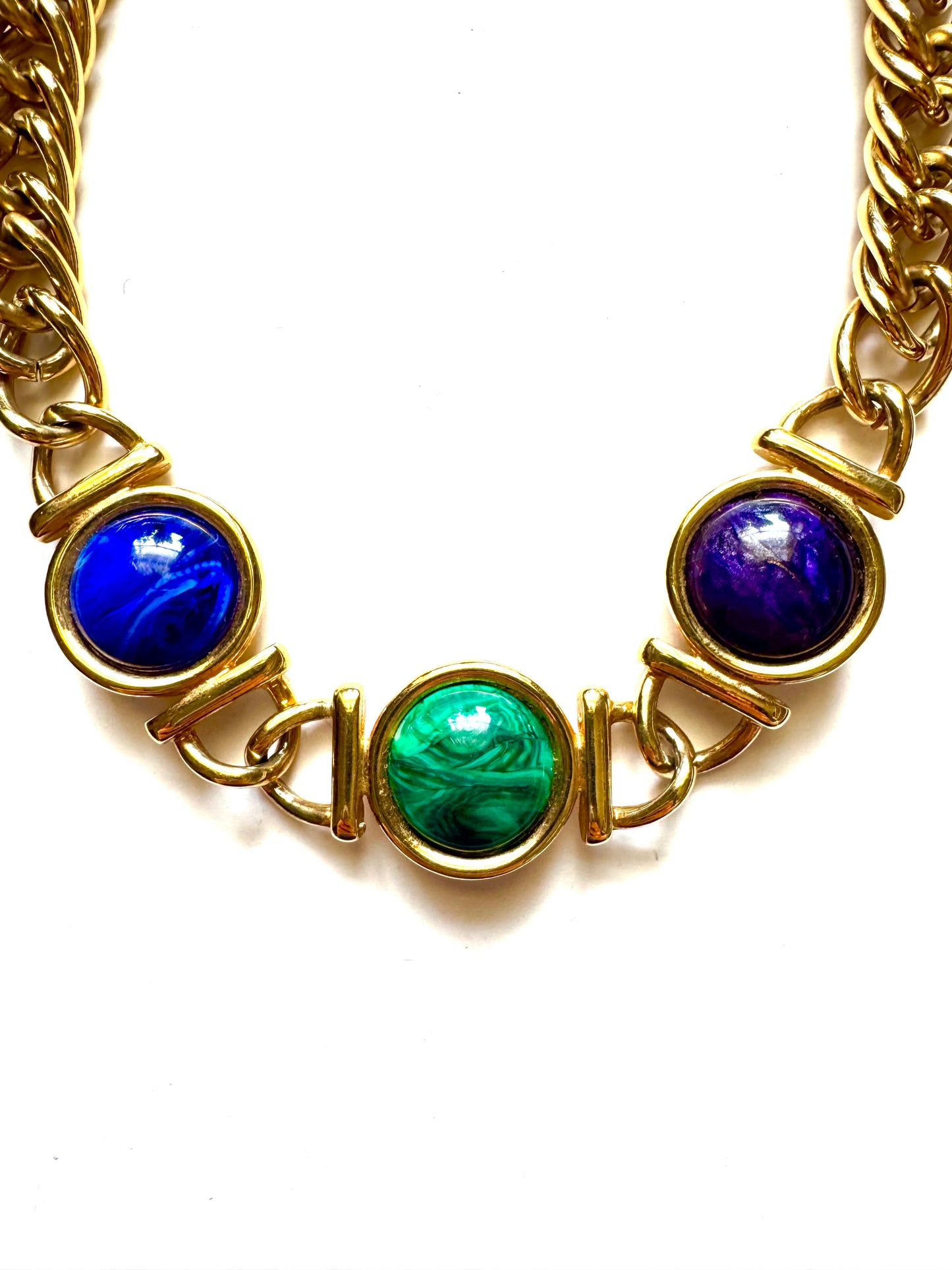Vintage Kenneth Jay Lane KJL Lucite Cabochon Statement Choker Necklace