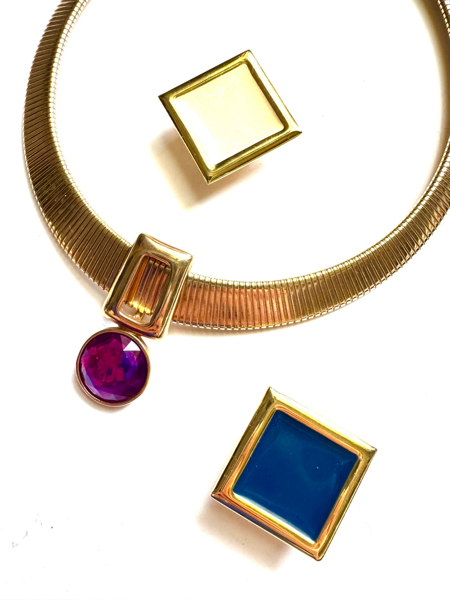 Vintage Park Lane Convertible Omega Chain Necklace with Detachable Pendants