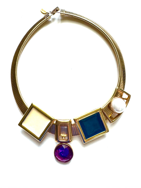 Vintage Park Lane Convertible Omega Chain Necklace with Detachable Pendants