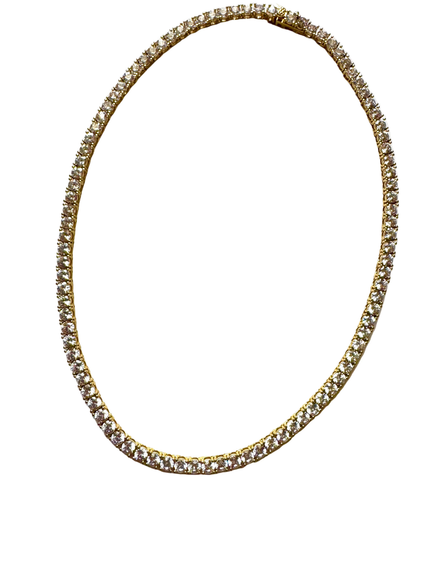 Vintage Gold Plated Tennis Necklace with CZ Stones