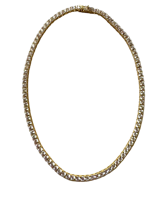 Vintage Gold Plated Tennis Necklace with CZ Stones