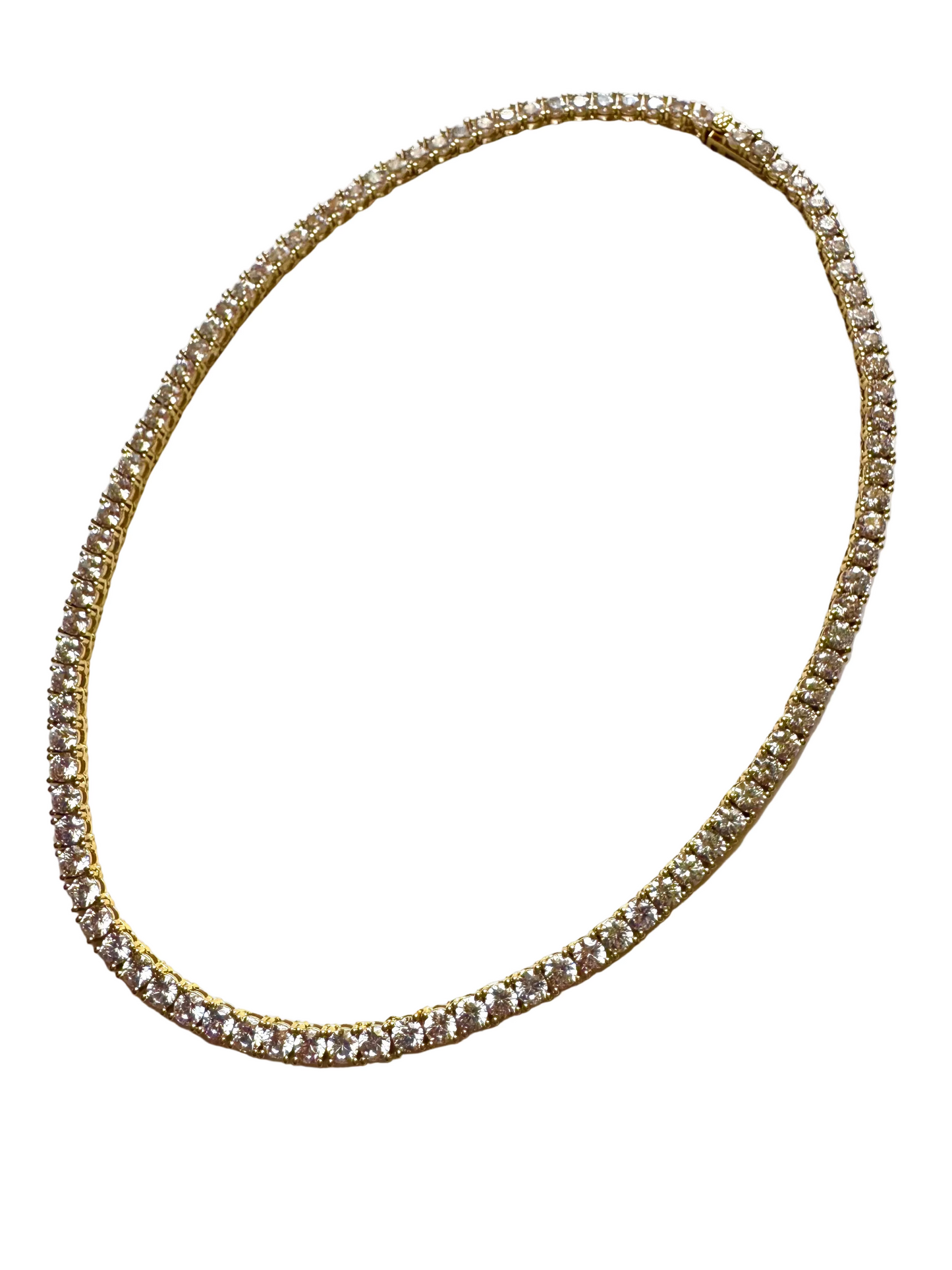 Vintage Gold Plated Tennis Necklace with CZ Stones