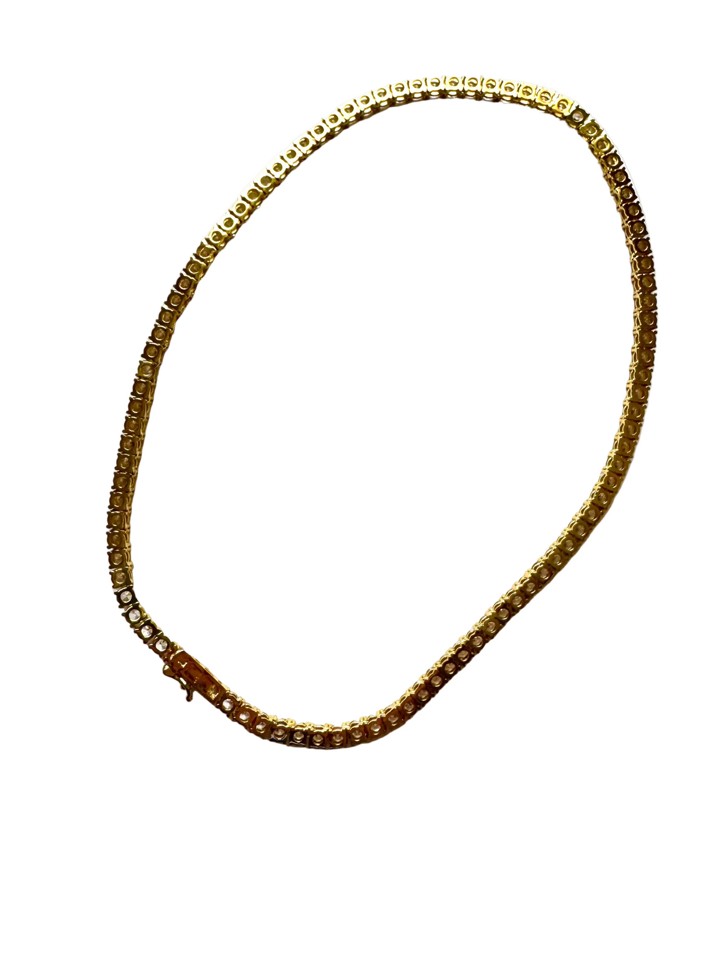 Vintage Gold Plated Tennis Necklace with CZ Stones