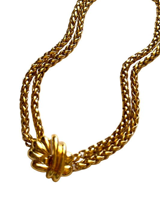 Vintage Givenchy Double Strand Gold Tone Choker Necklace