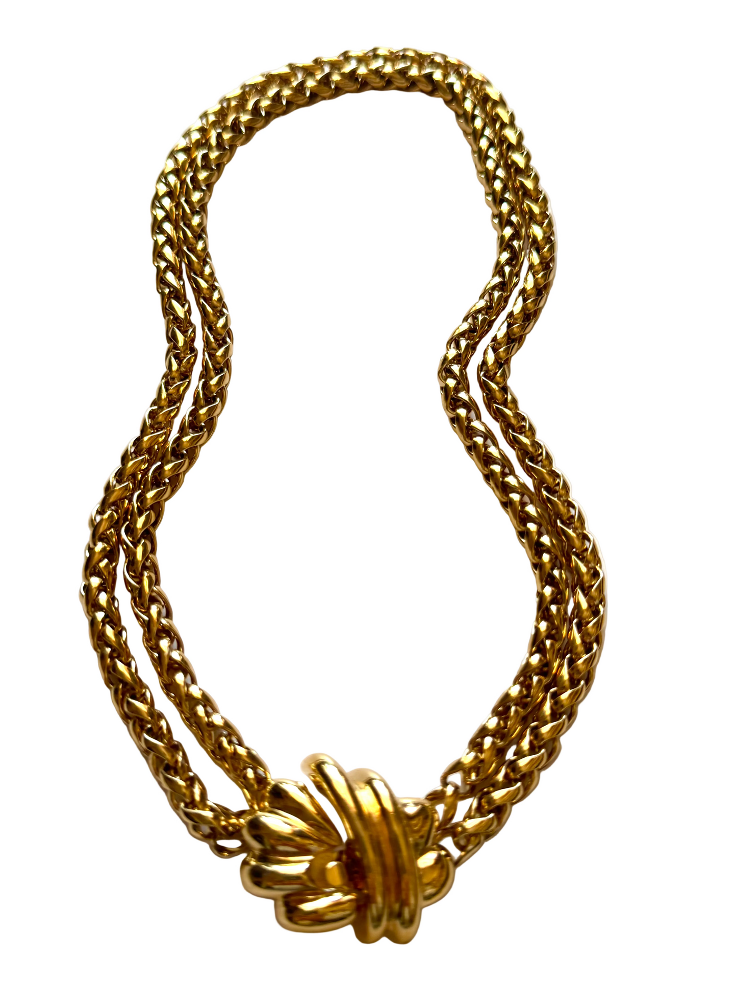 Vintage Givenchy Double Strand Gold Tone Choker Necklace