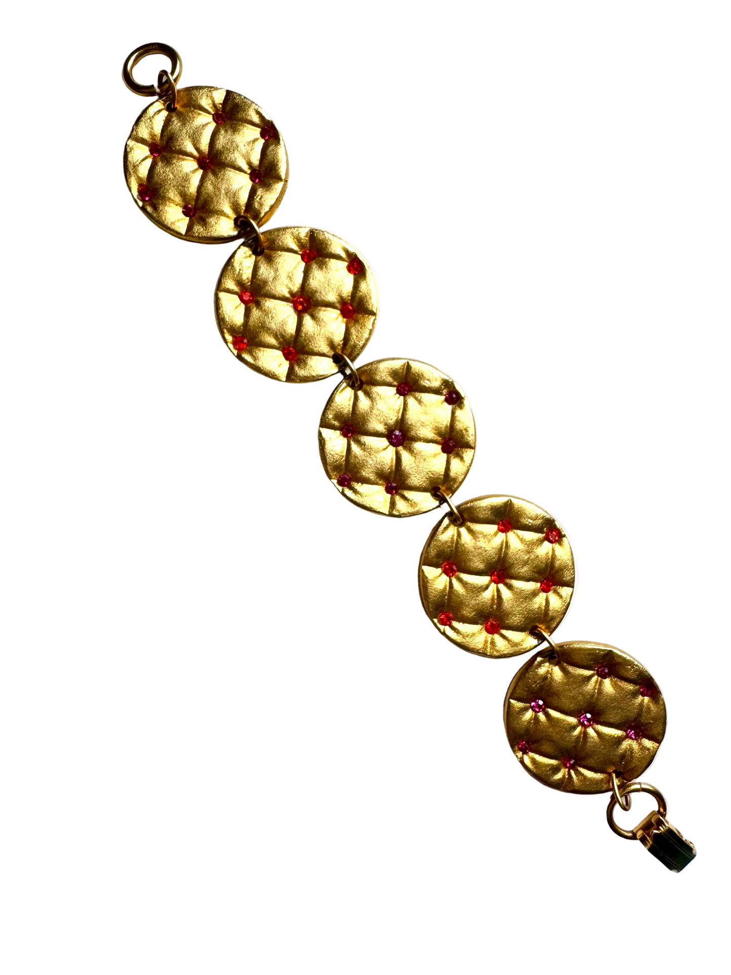 Vintage Brushed Gold Tone Rhinestone Statement Bracelet