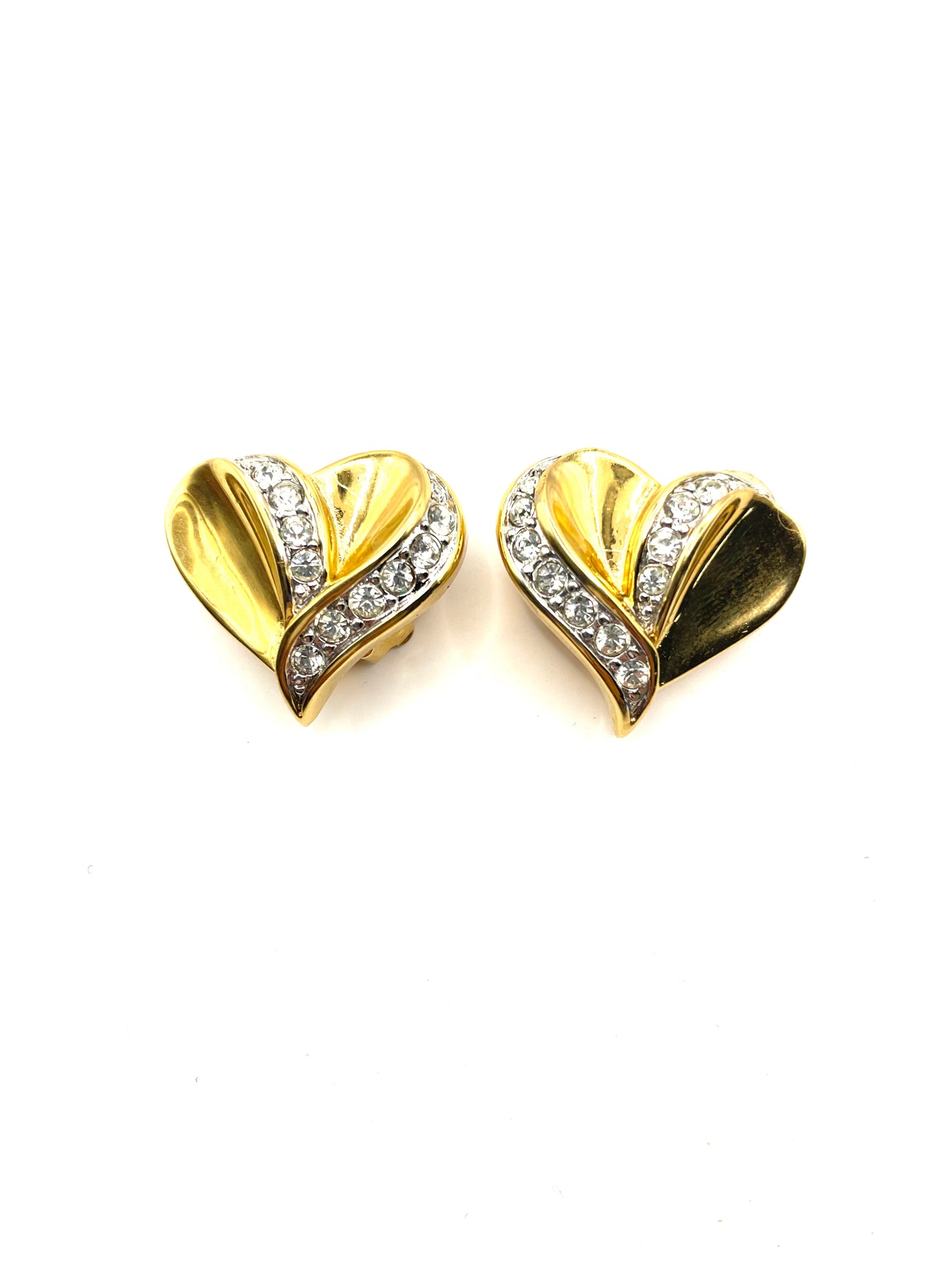 Vintage Nina Ricci Heart Shape CZ Clipon Earrings