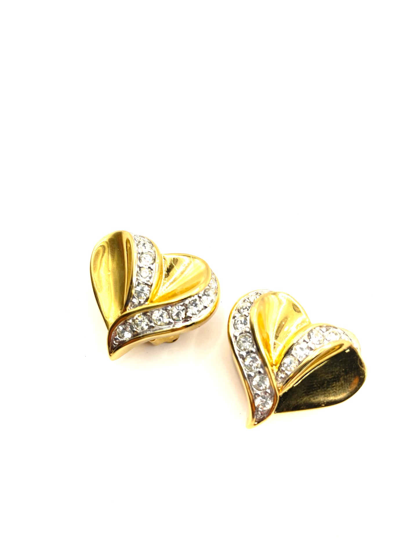 Vintage Nina Ricci Heart Shape CZ Clipon Earrings