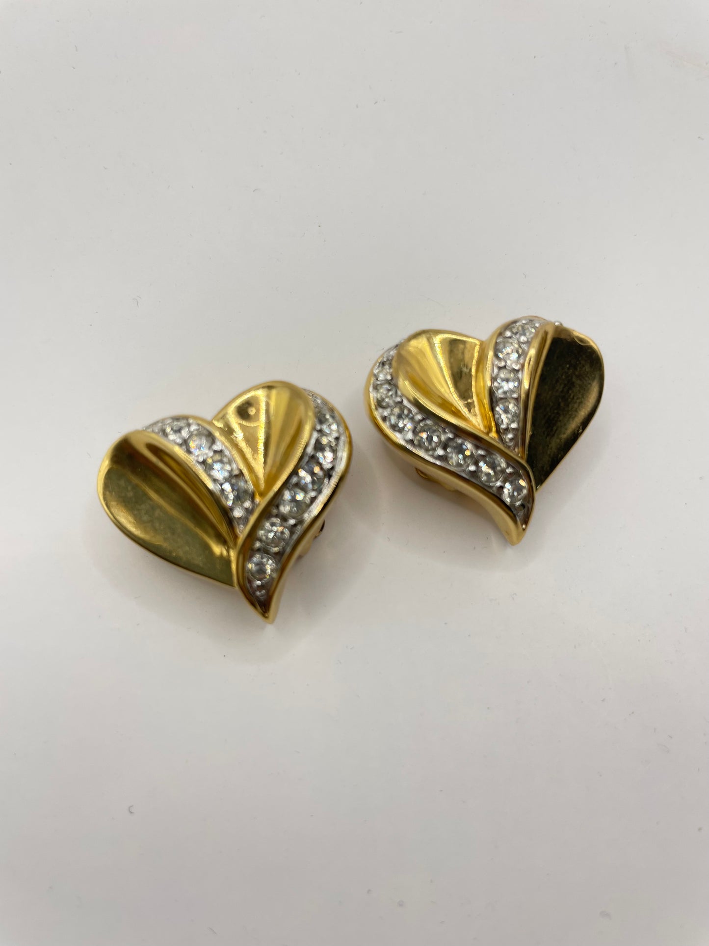 Vintage Nina Ricci Heart Shape CZ Clipon Earrings