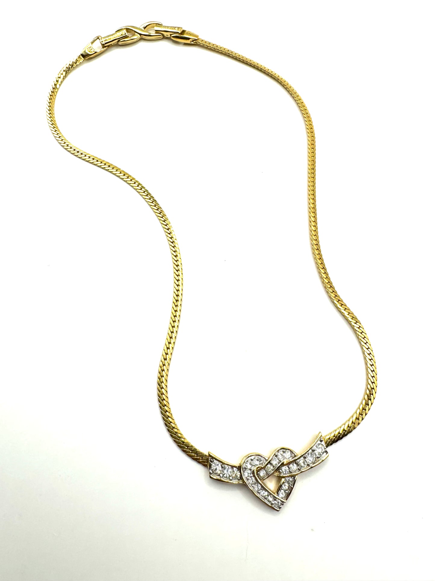 Vintage Nina Ricci Heart Shape Rhinestones Choker Necklace