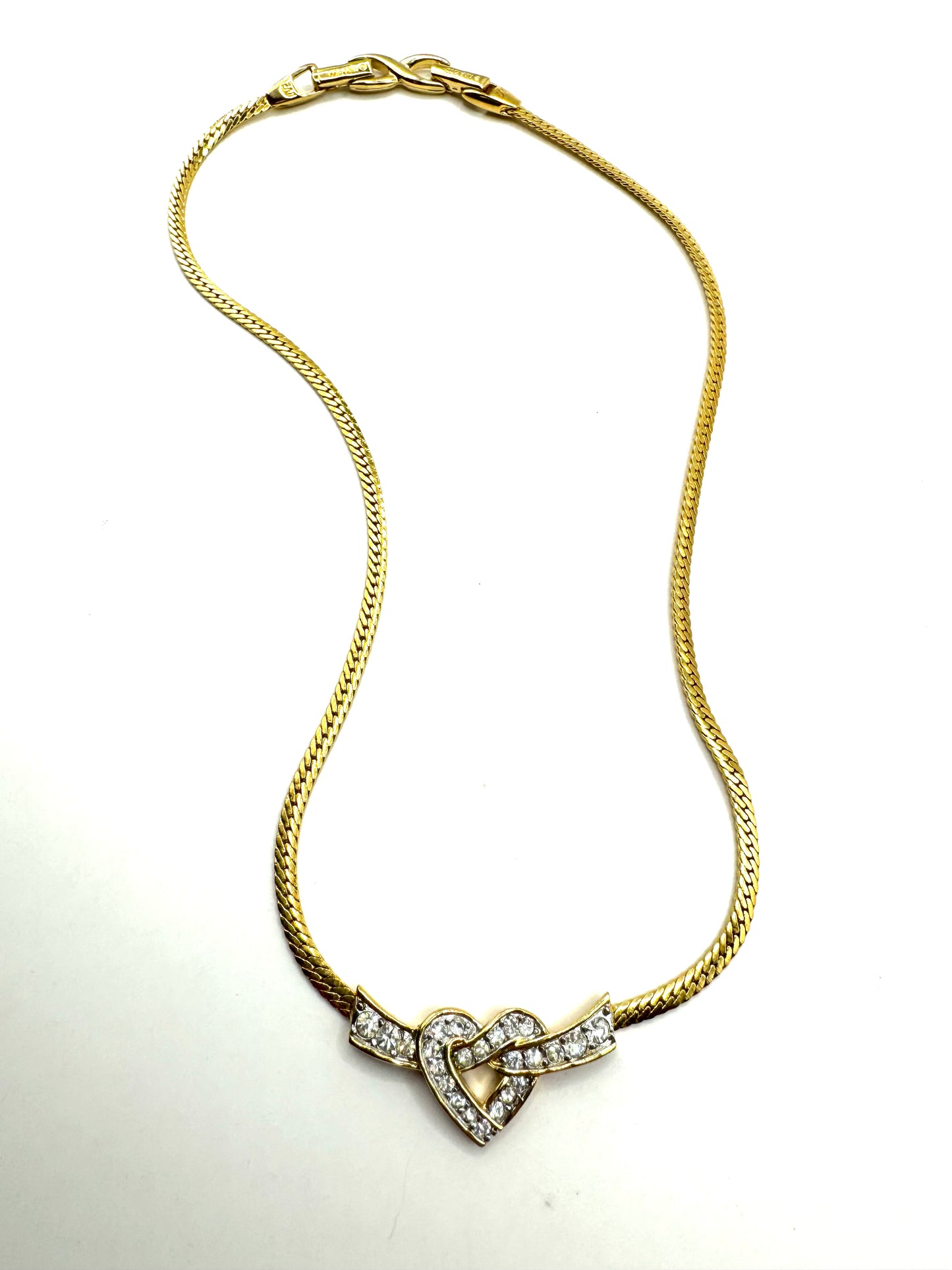 Vintage Nina Ricci Heart Shape Rhinestones Choker Necklace