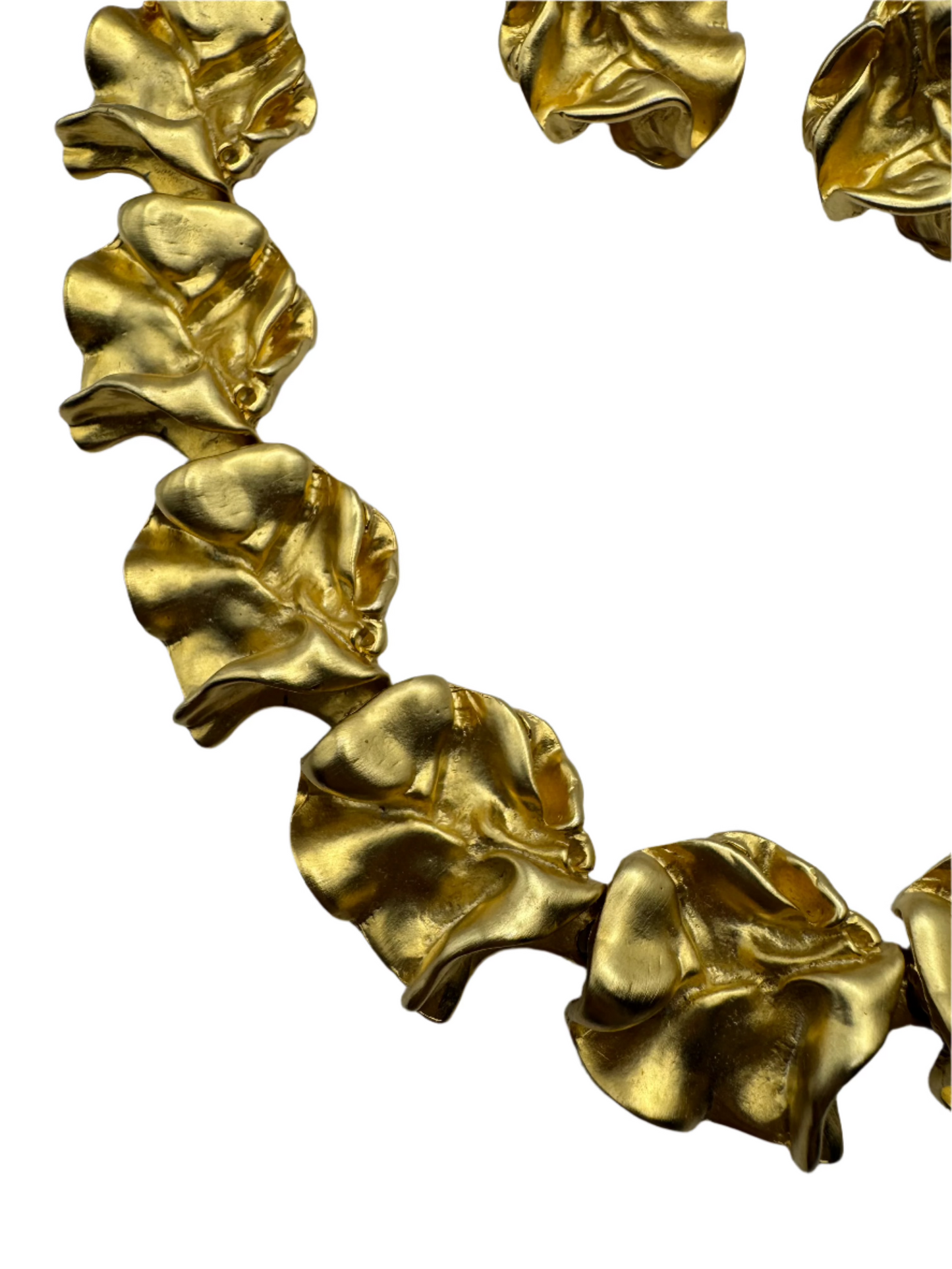 Vintage Les Bernard VO Runway "Ruffles" Necklace and Clipon Earring Set 1980s