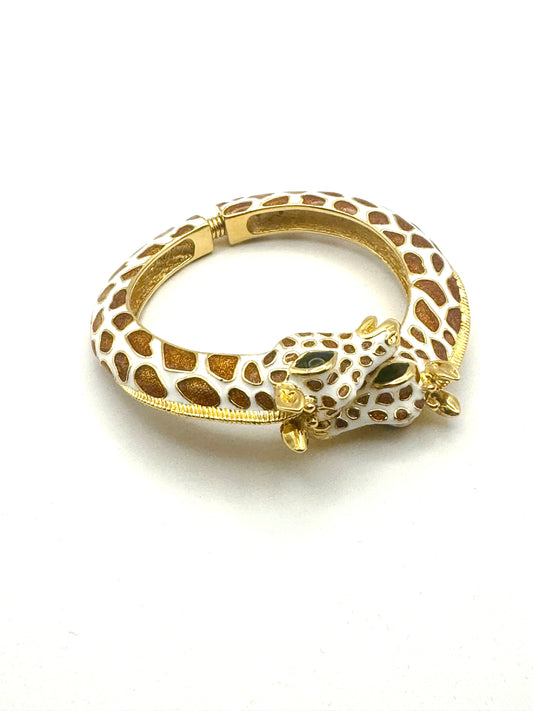 Vintage Kenneth Jay Lane Giraffe Hinged Enamel Bracelet