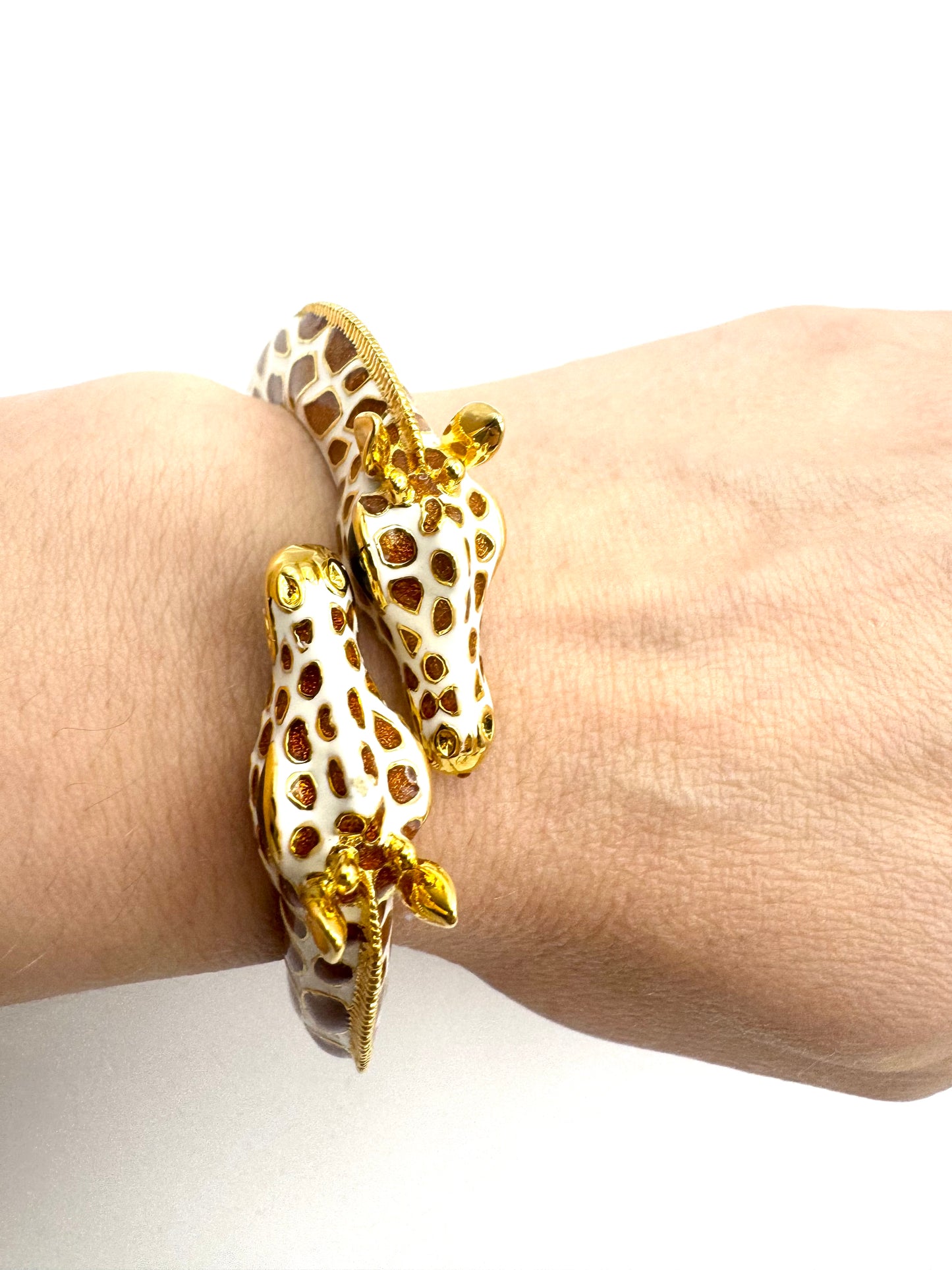 Vintage Kenneth Jay Lane Giraffe Hinged Enamel Bracelet
