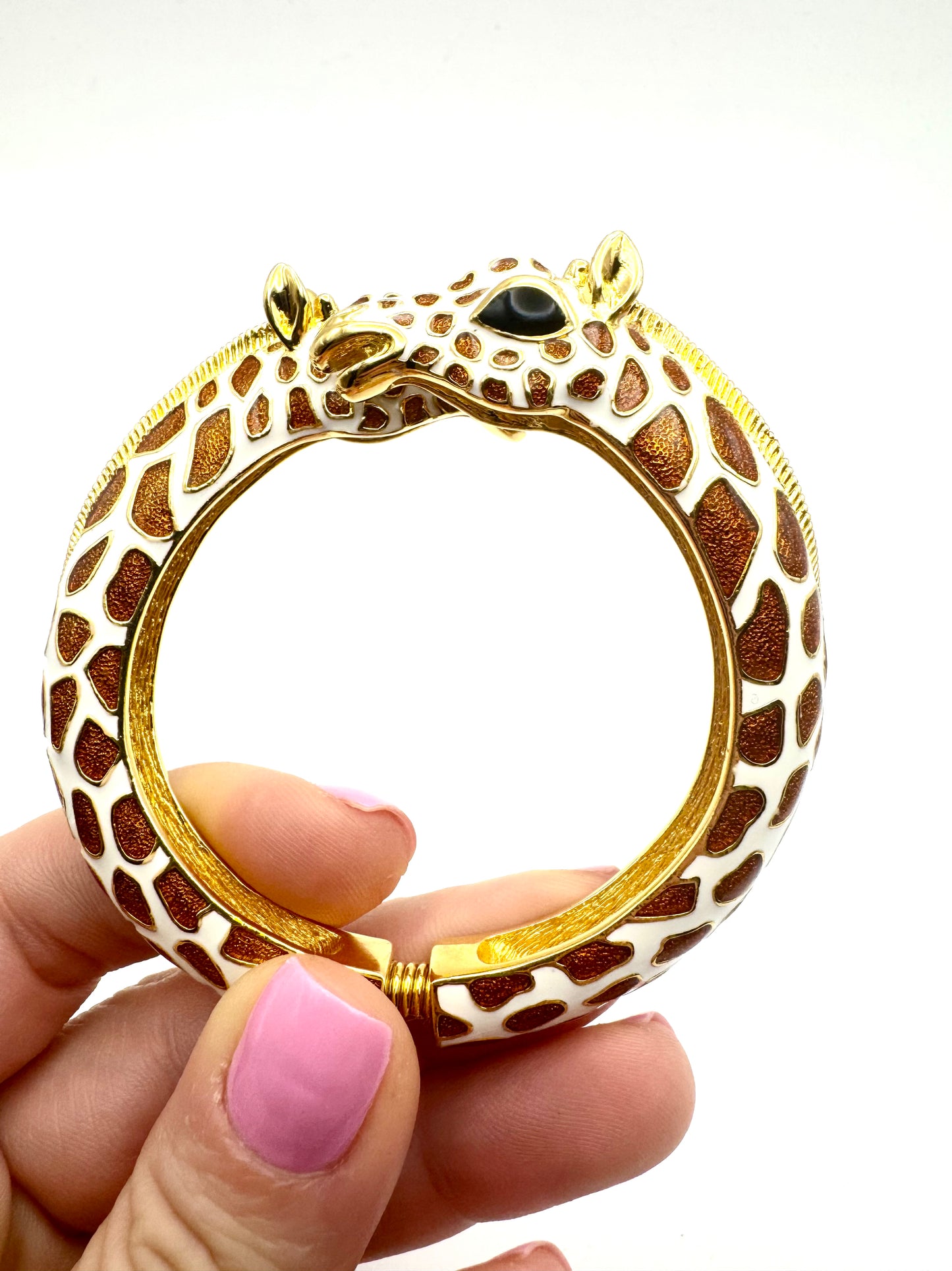 Vintage Kenneth Jay Lane Giraffe Hinged Enamel Bracelet