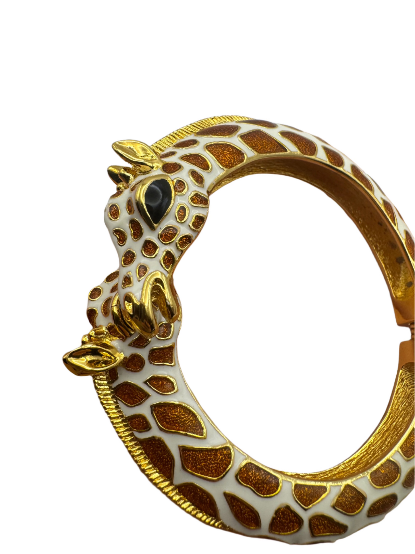 Vintage Kenneth Jay Lane Giraffe Hinged Enamel Bracelet